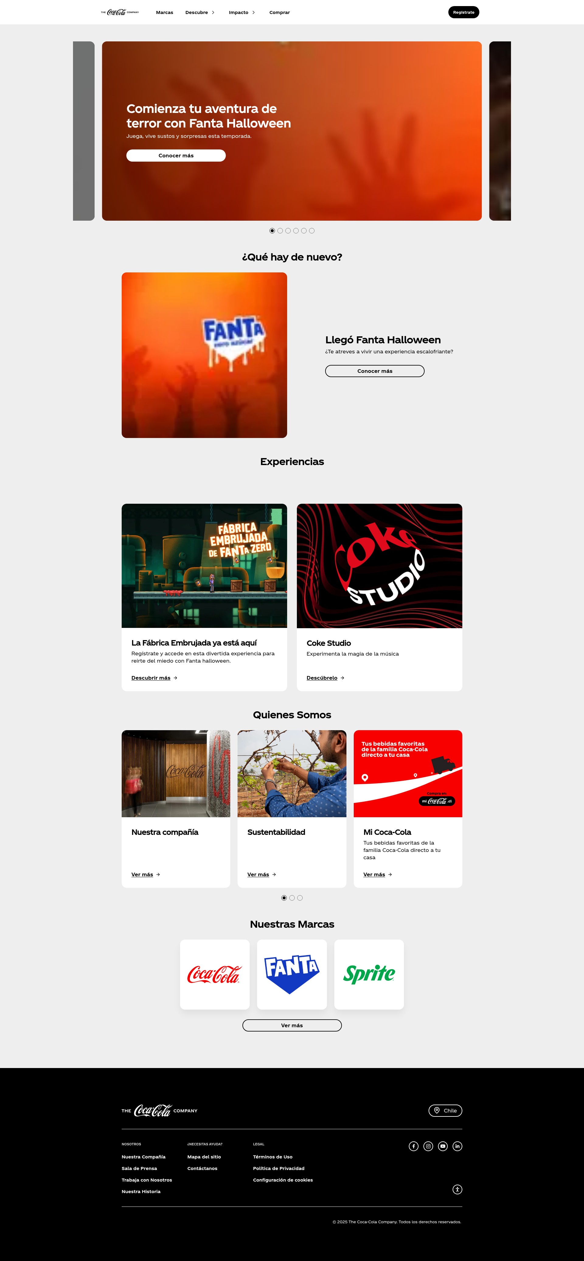 Screenshot of cocacoladechile.cl