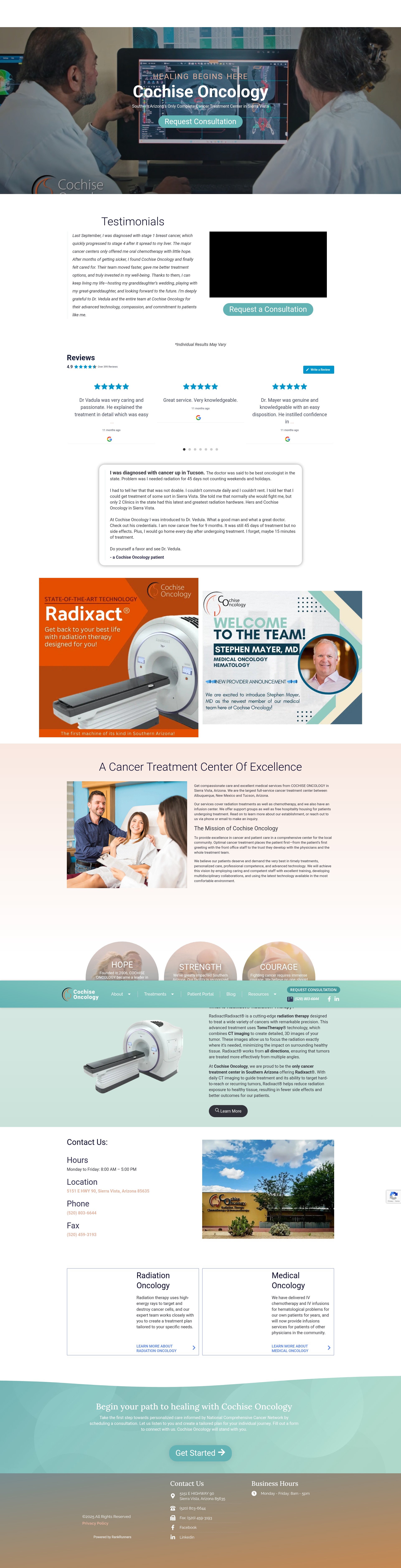 Screenshot of cochiseoncology.com