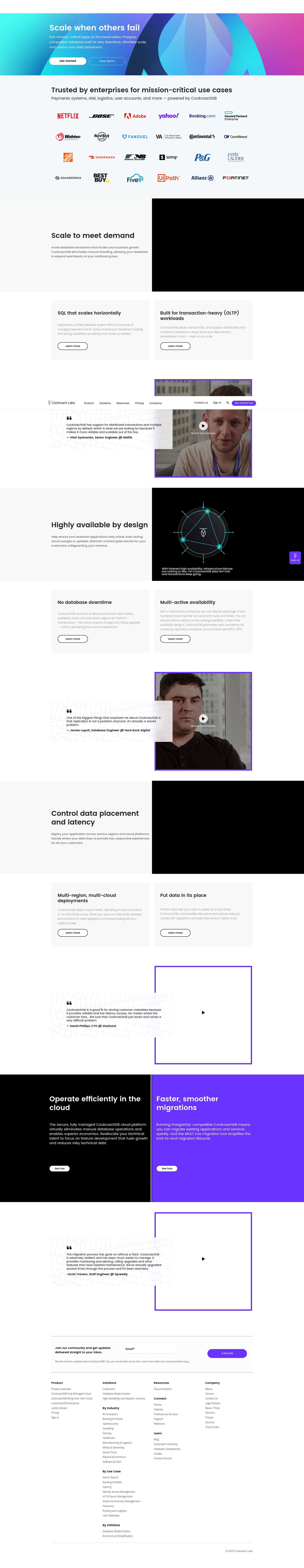 Screenshot of cockroachlabs.com