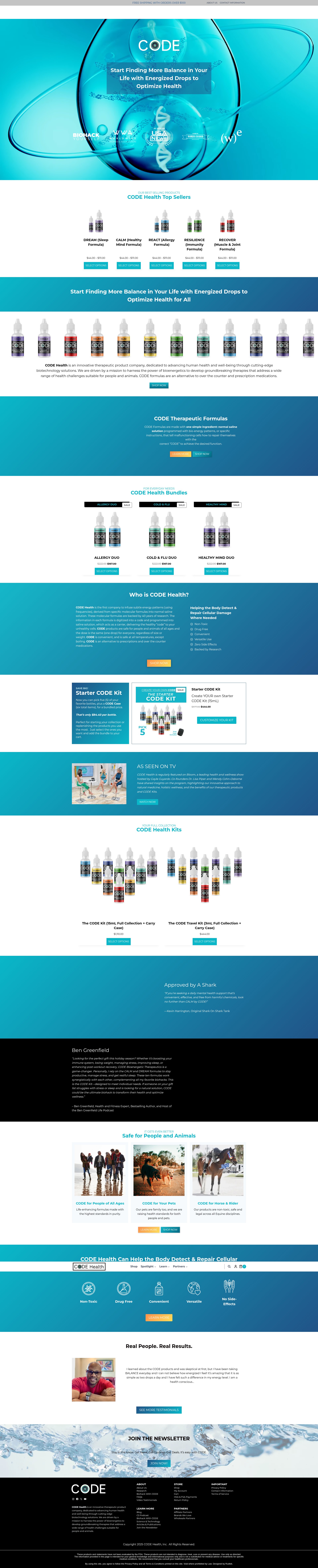Screenshot of codehealthshop.com
