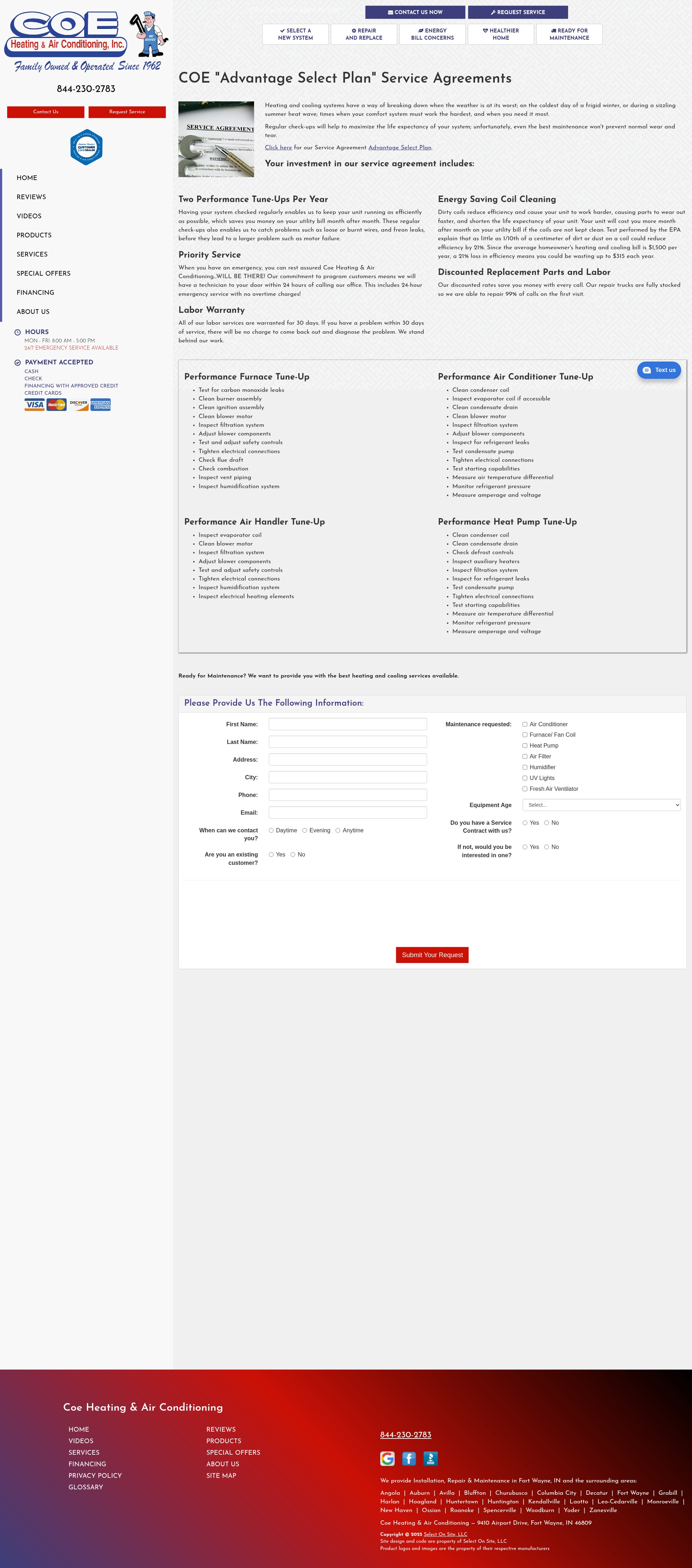 Screenshot of coeheatcool.com