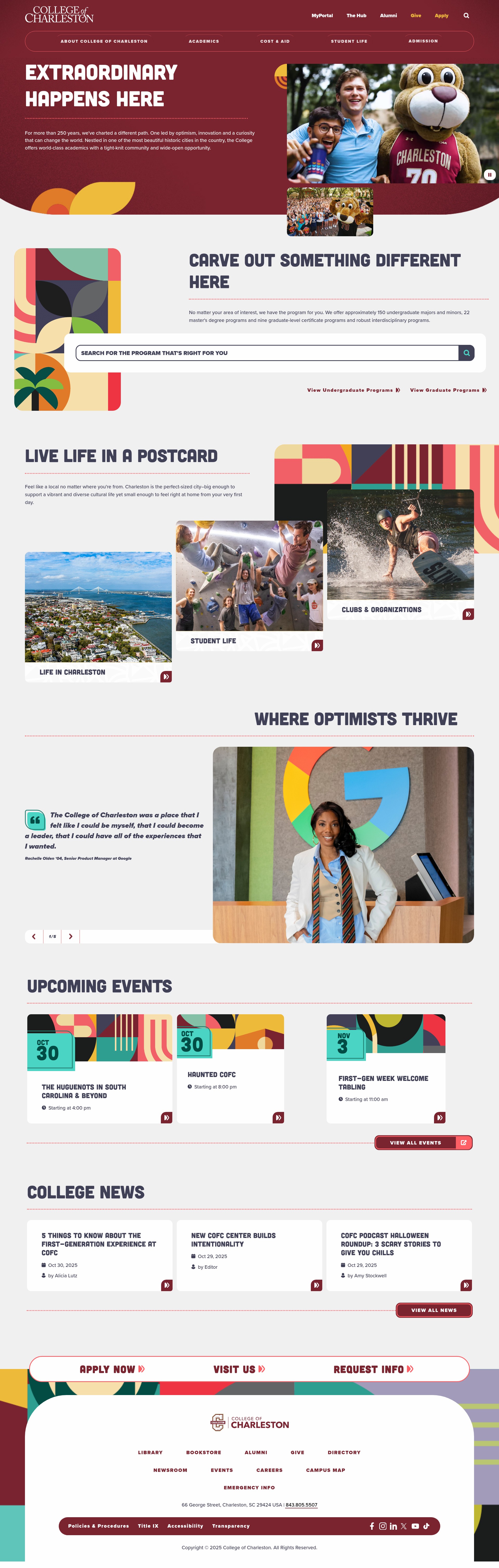 Screenshot of cofc.edu
