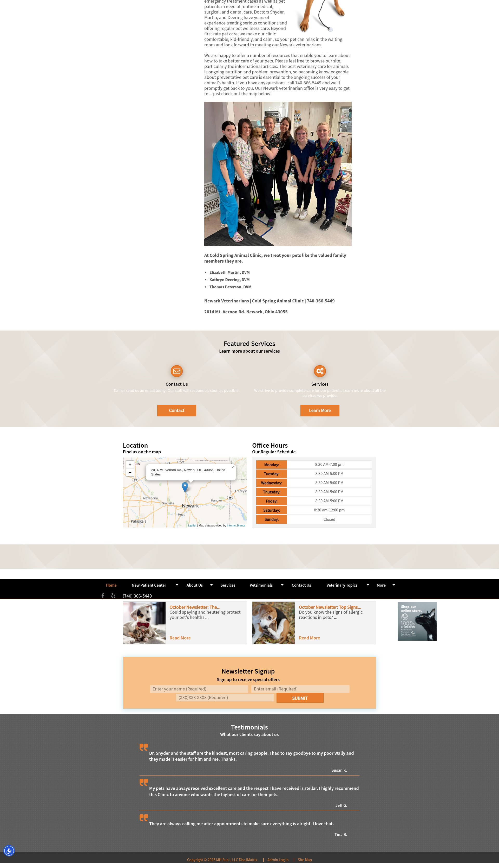 Screenshot of coldspringanimalclinic.com