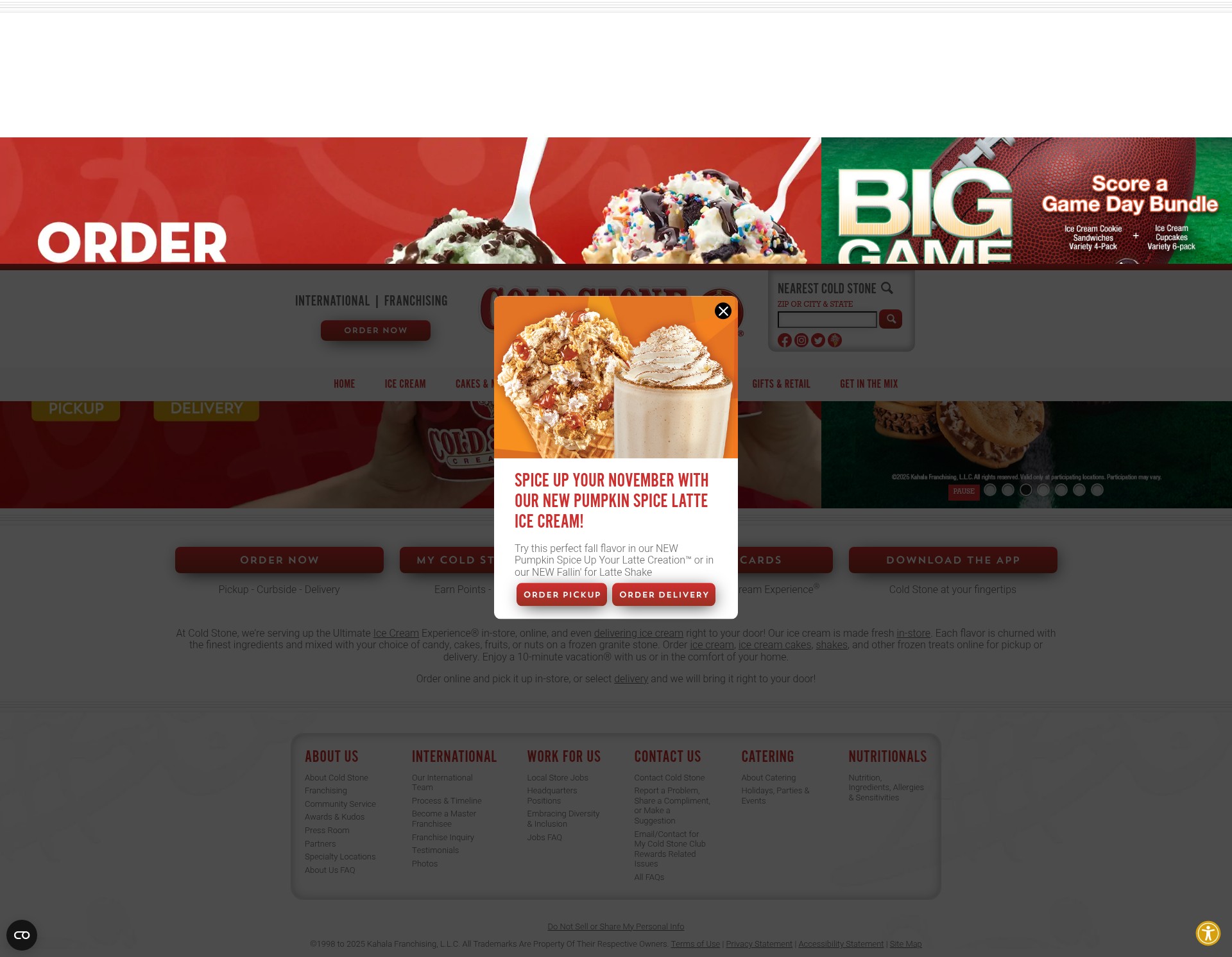 Screenshot of coldstonecreamery.com