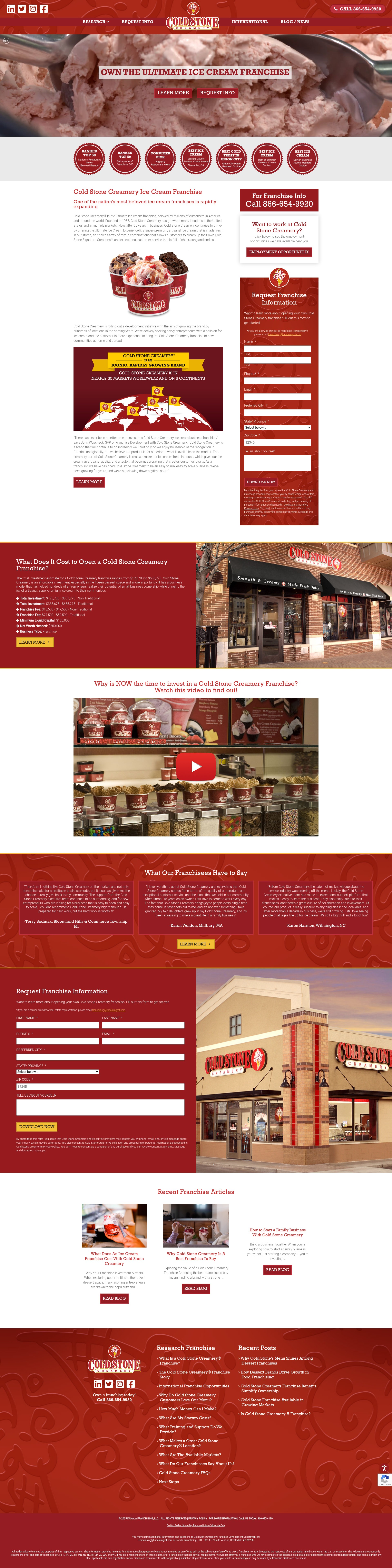 Screenshot of coldstonecreameryfranchise.com