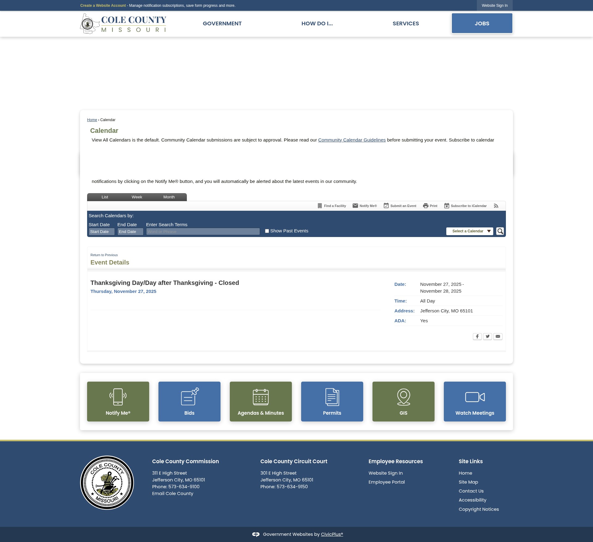 Screenshot of colecounty.org