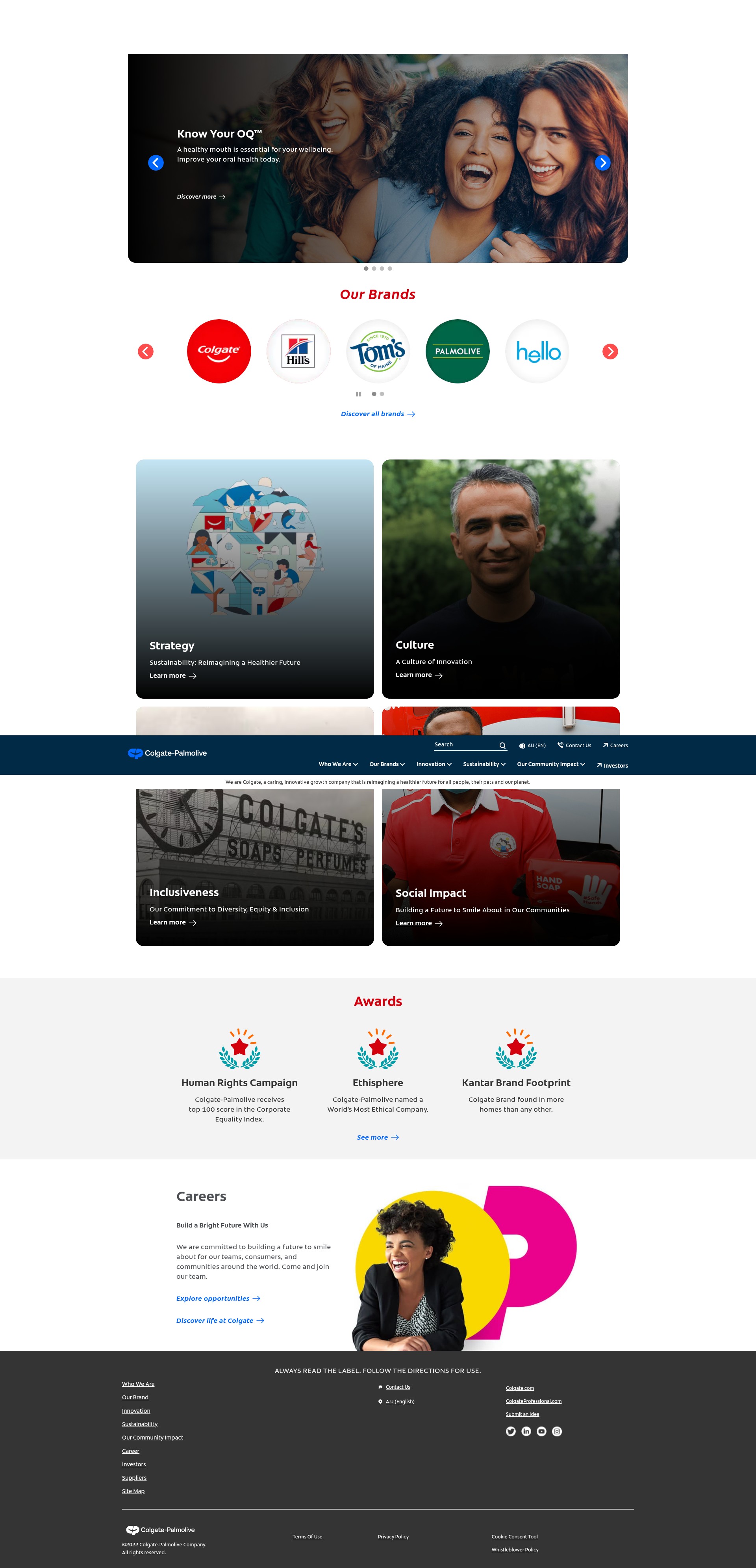 Screenshot of colgatepalmolive.com.au