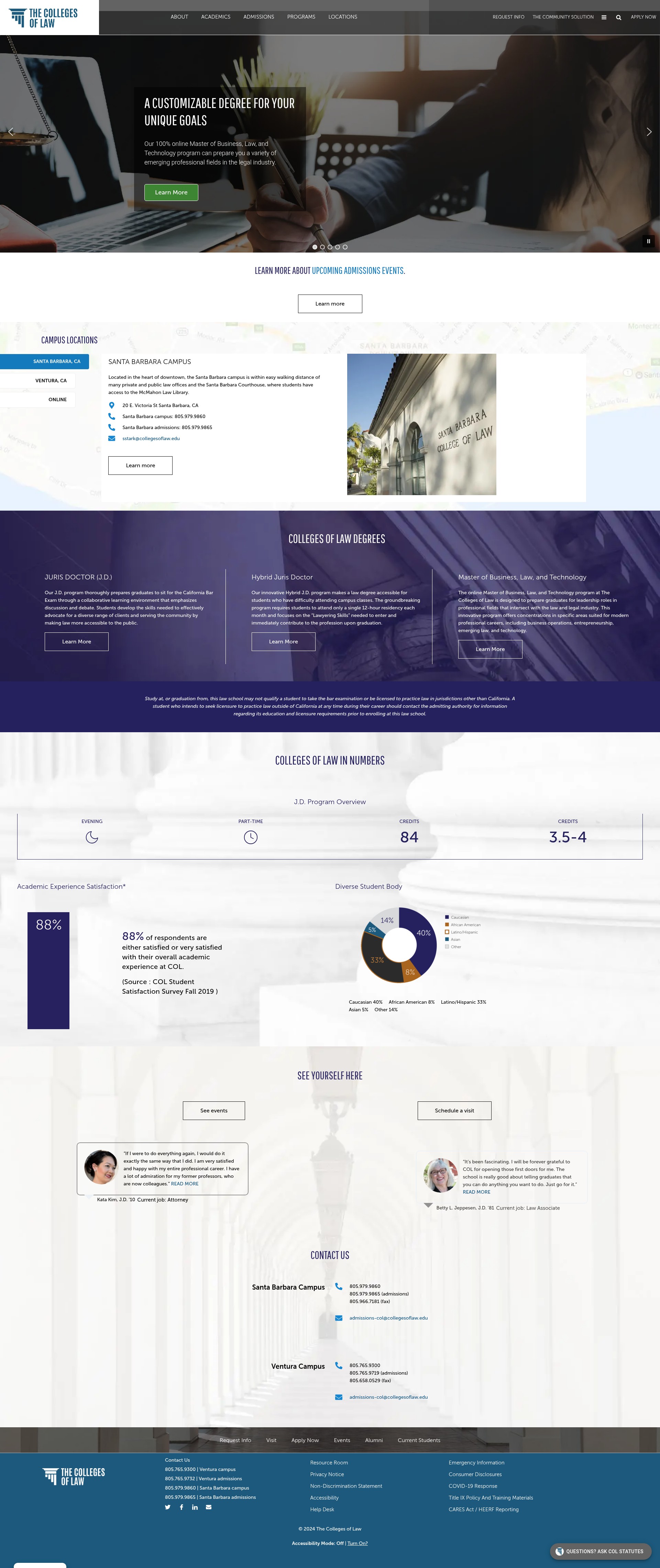 Screenshot of collegesoflaw.edu