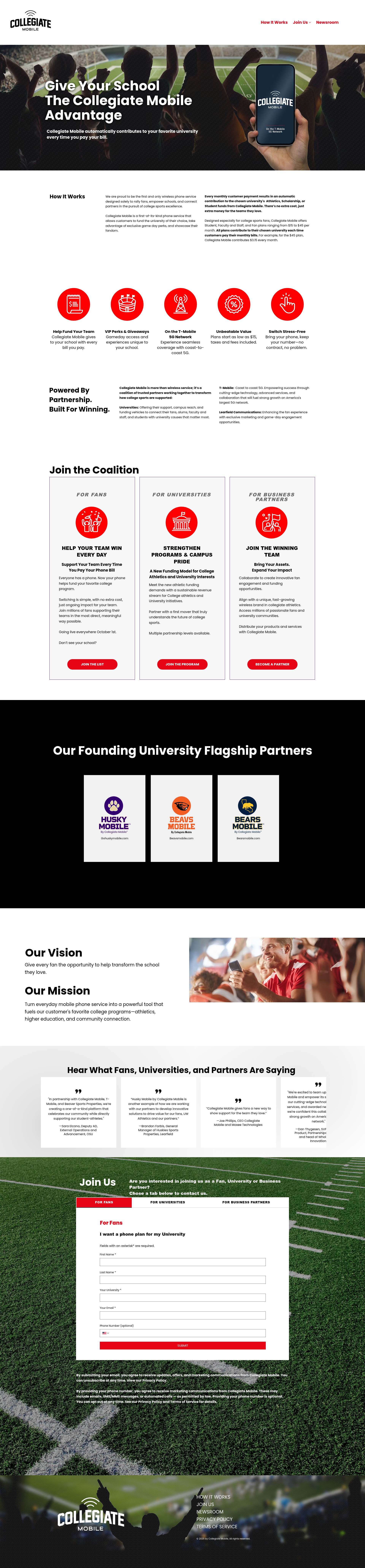 Screenshot of collegiatemobile.com