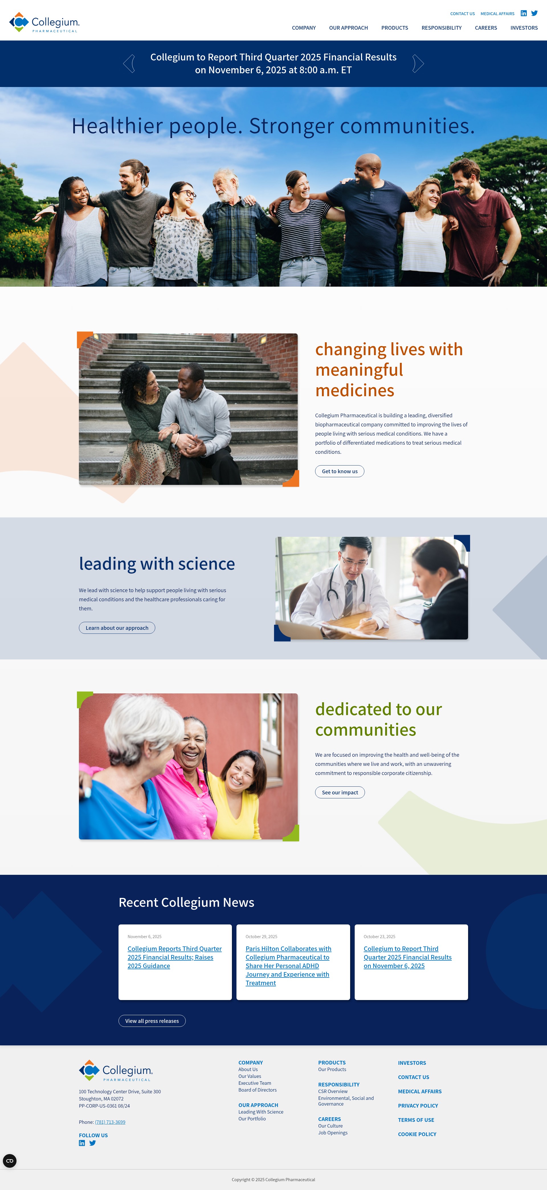 Screenshot of collegiumpharma.com