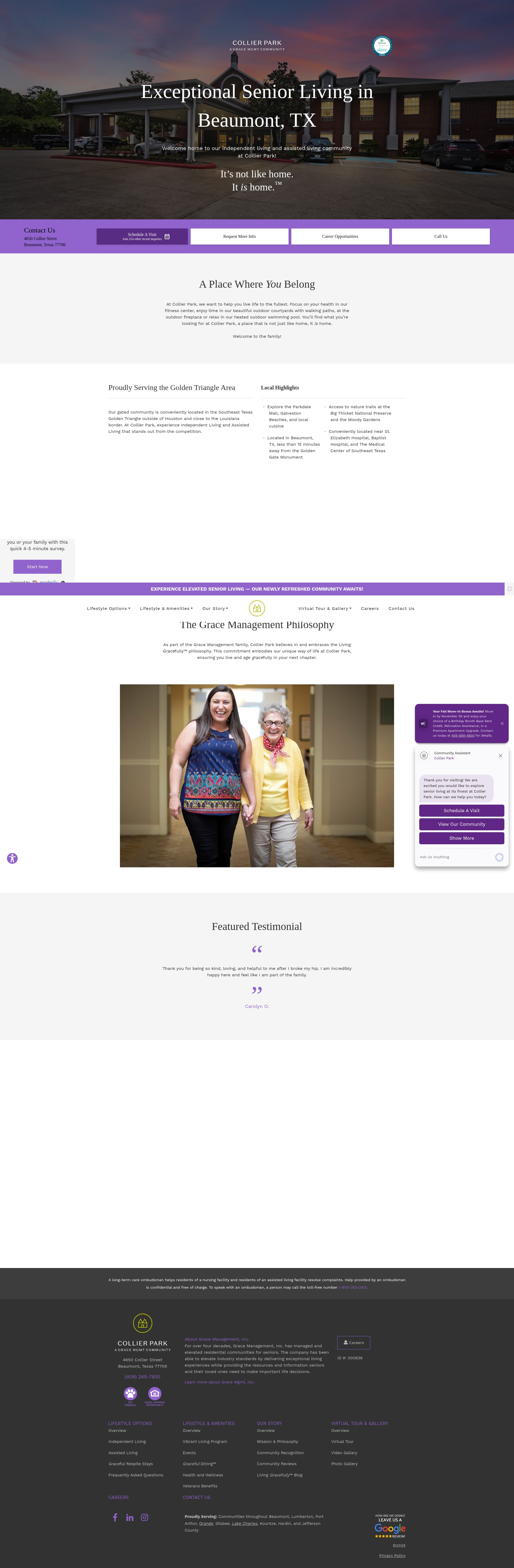 Screenshot of collierparkseniorliving.com