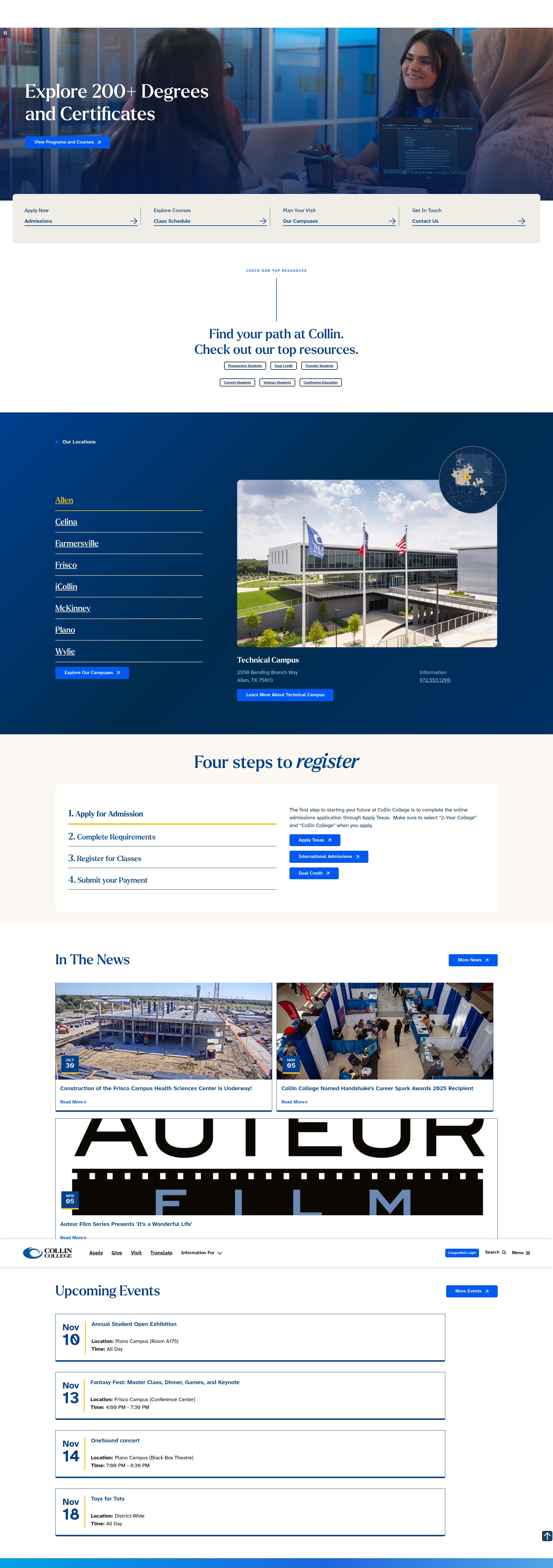 Screenshot of collin.edu