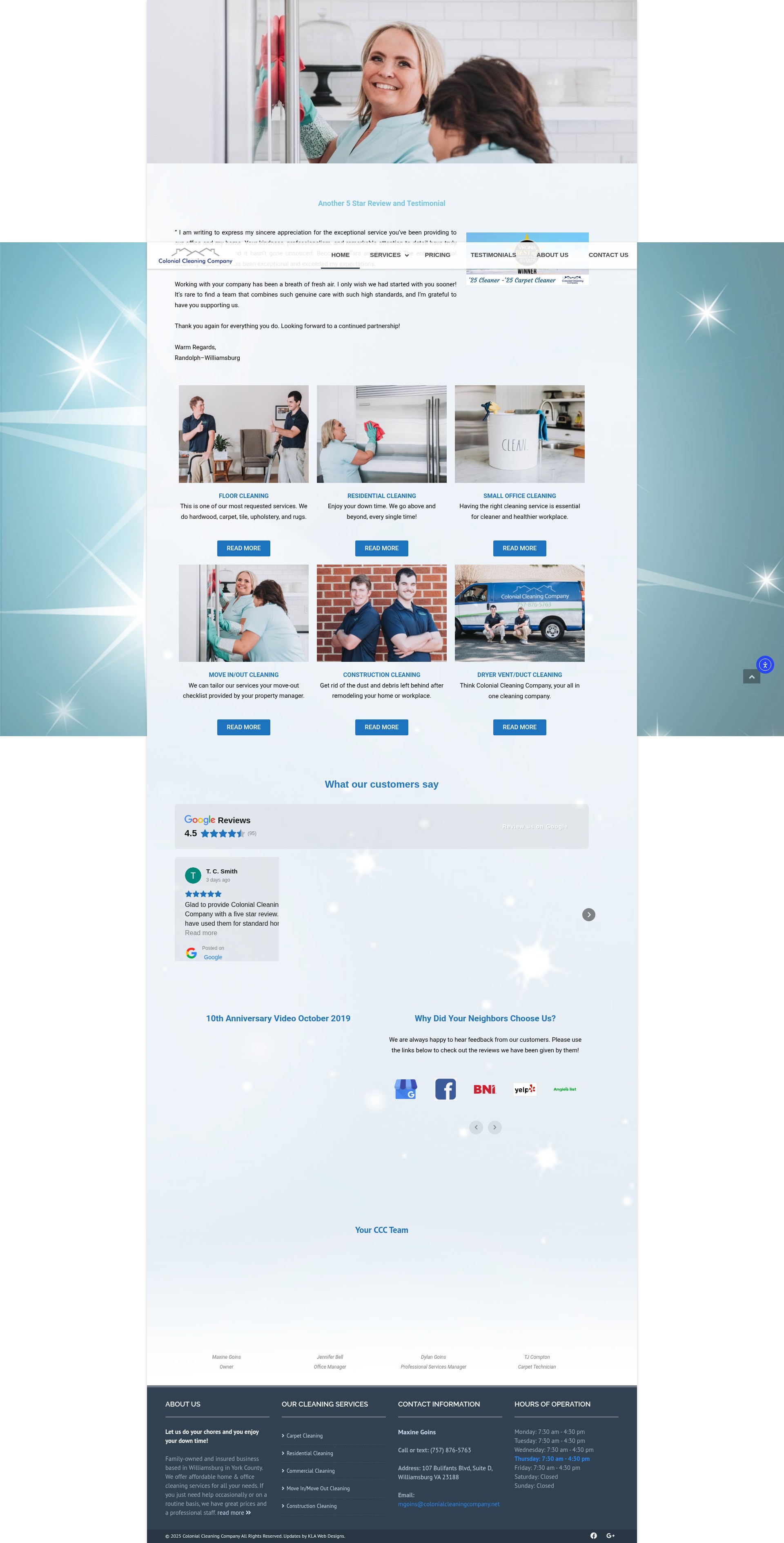 Screenshot of colonialcleaningcompany.net