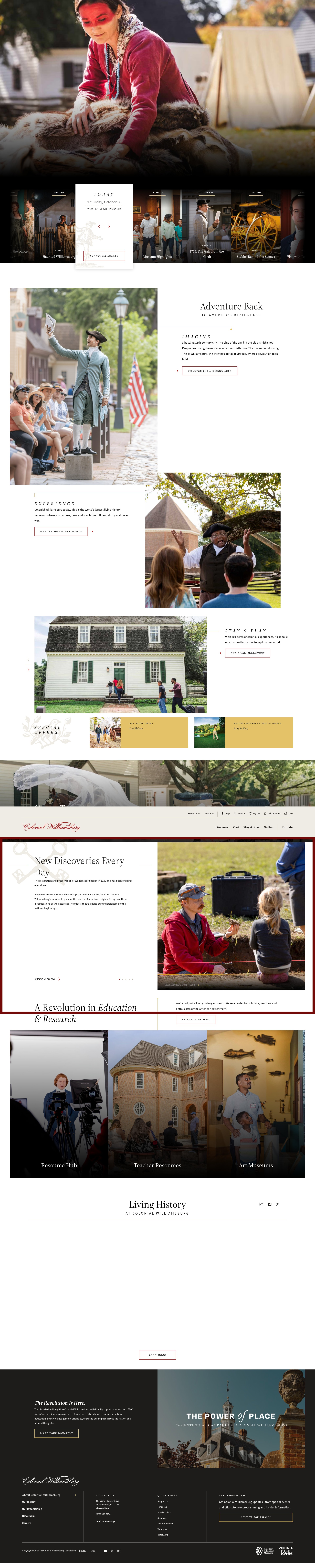 Screenshot of colonialwilliamsburg.com