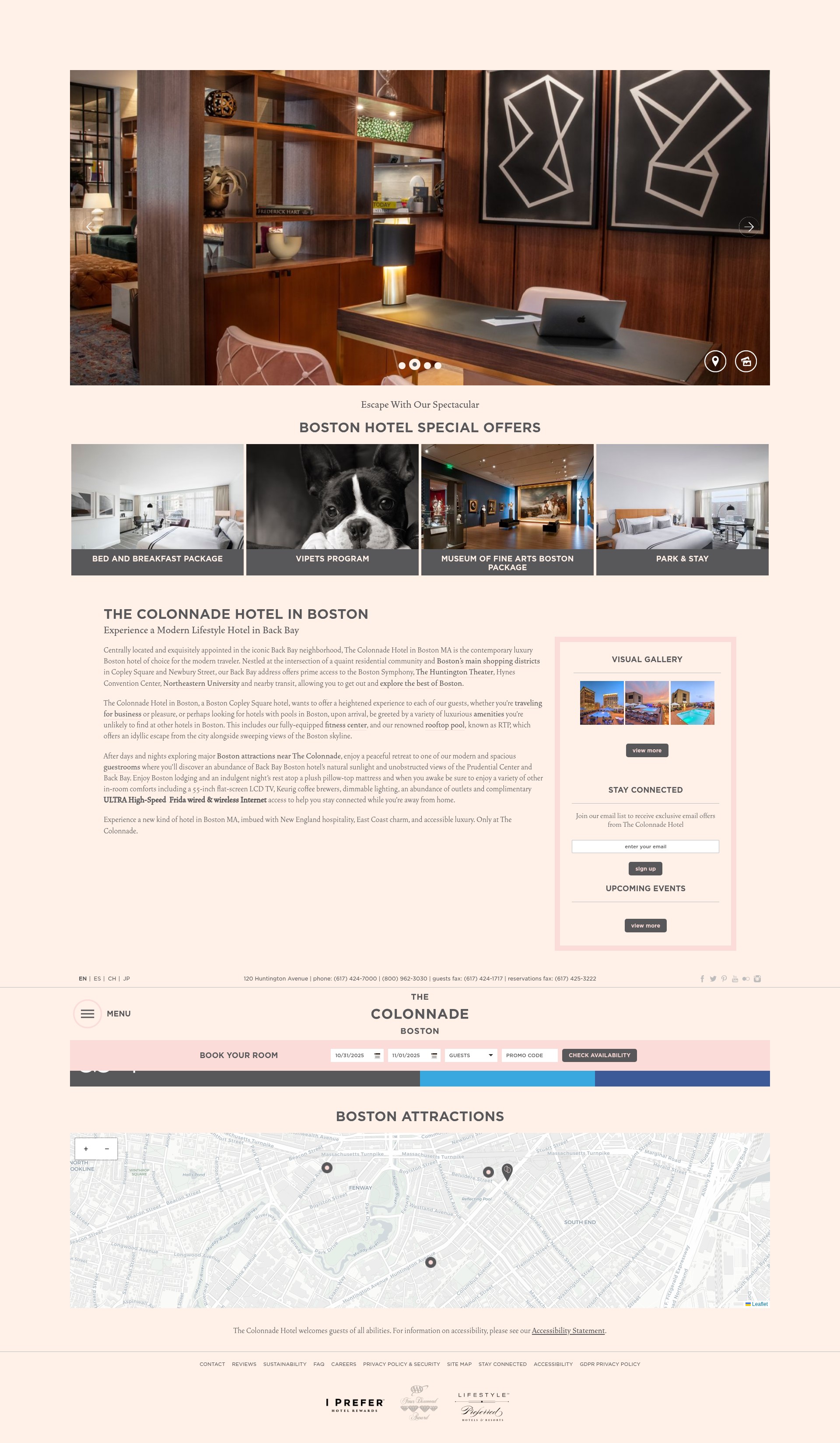 Screenshot of colonnadehotel.com
