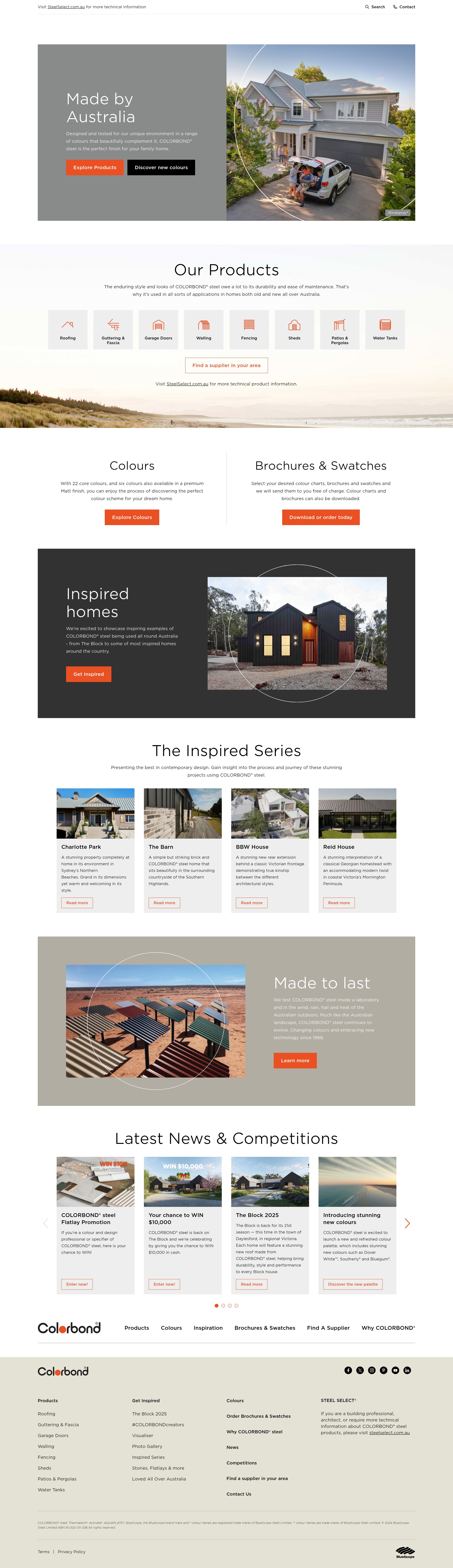 Screenshot of colorbond.com