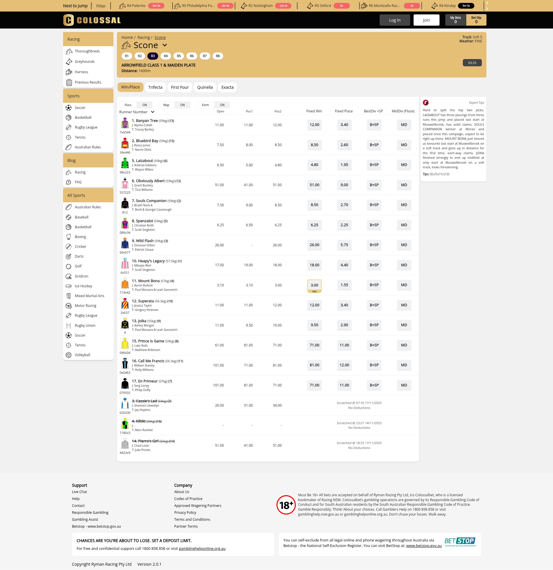 Screenshot of colossalbet.com.au