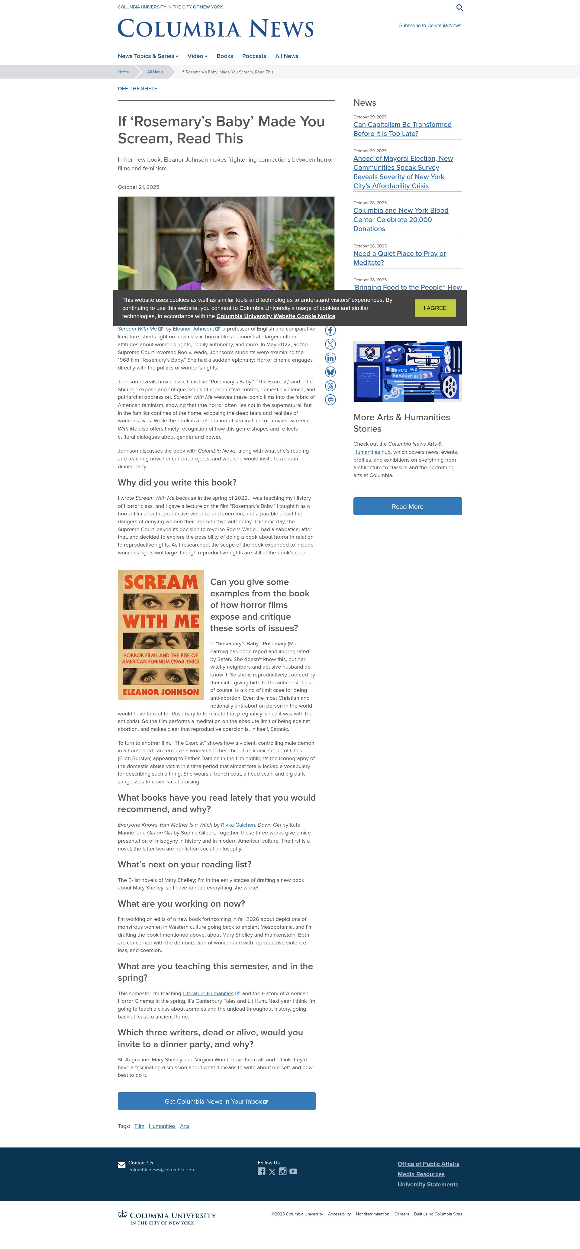 Screenshot of columbia.edu