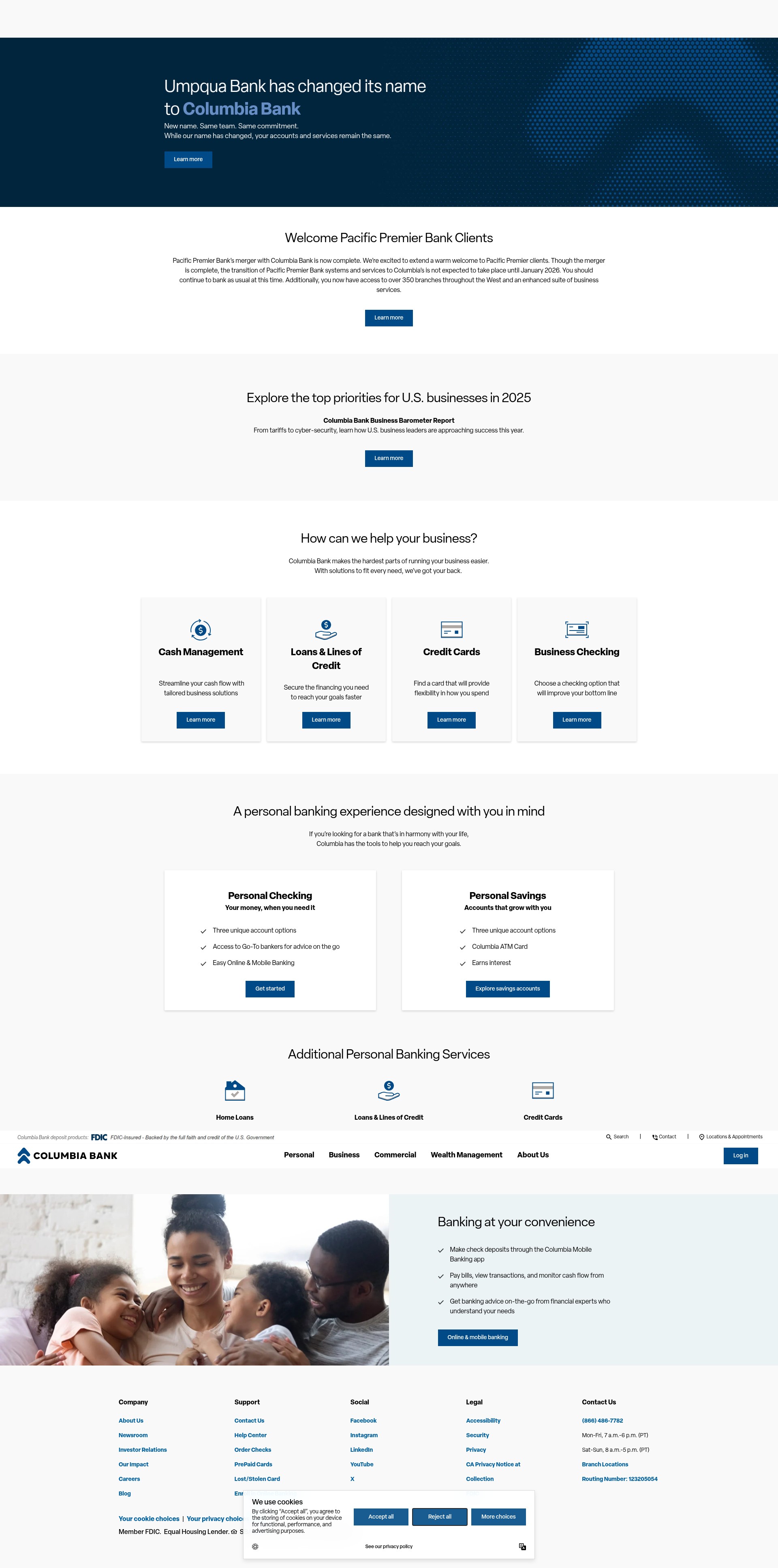 Screenshot of columbiabank.com