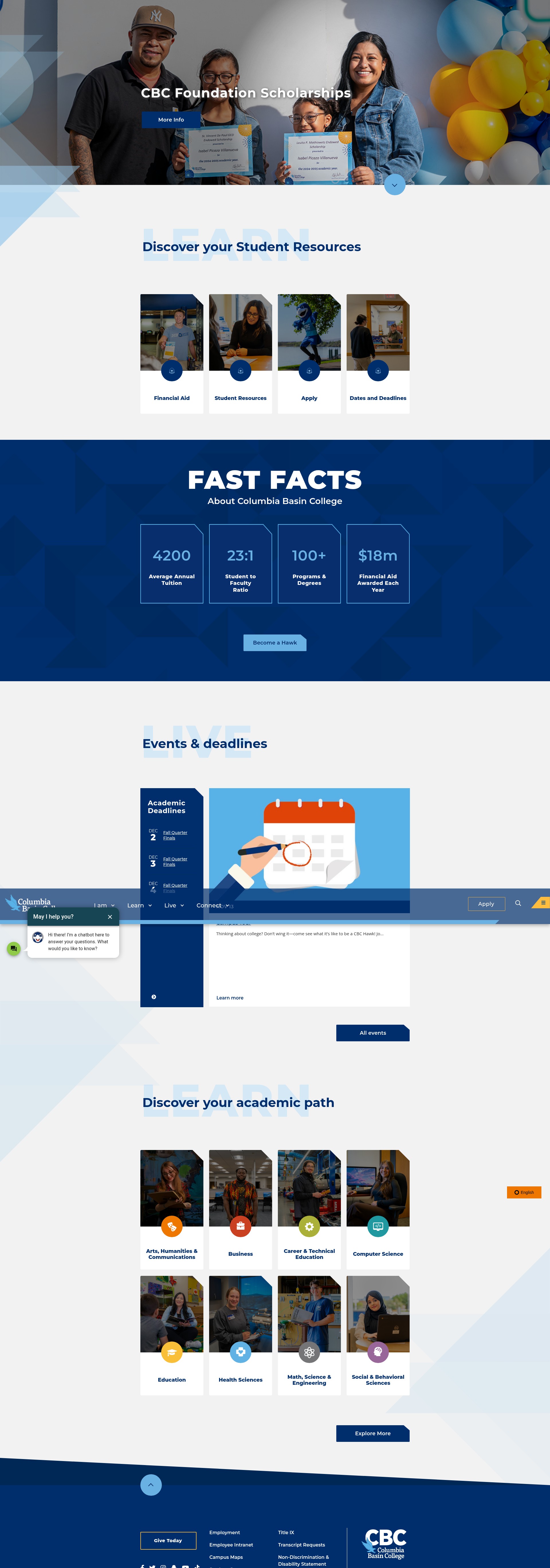 Screenshot of columbiabasin.edu
