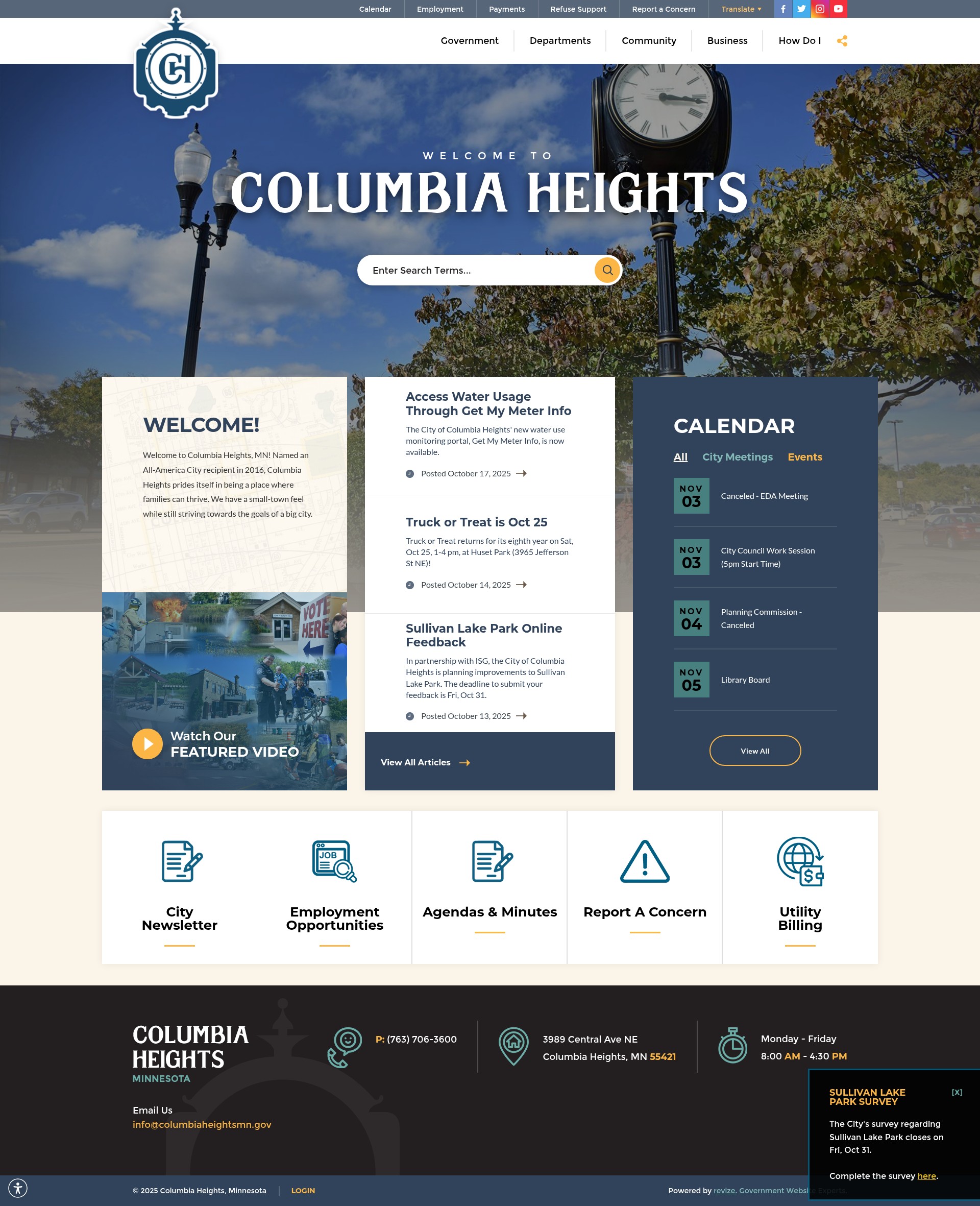 Screenshot of columbiaheightsmn.gov