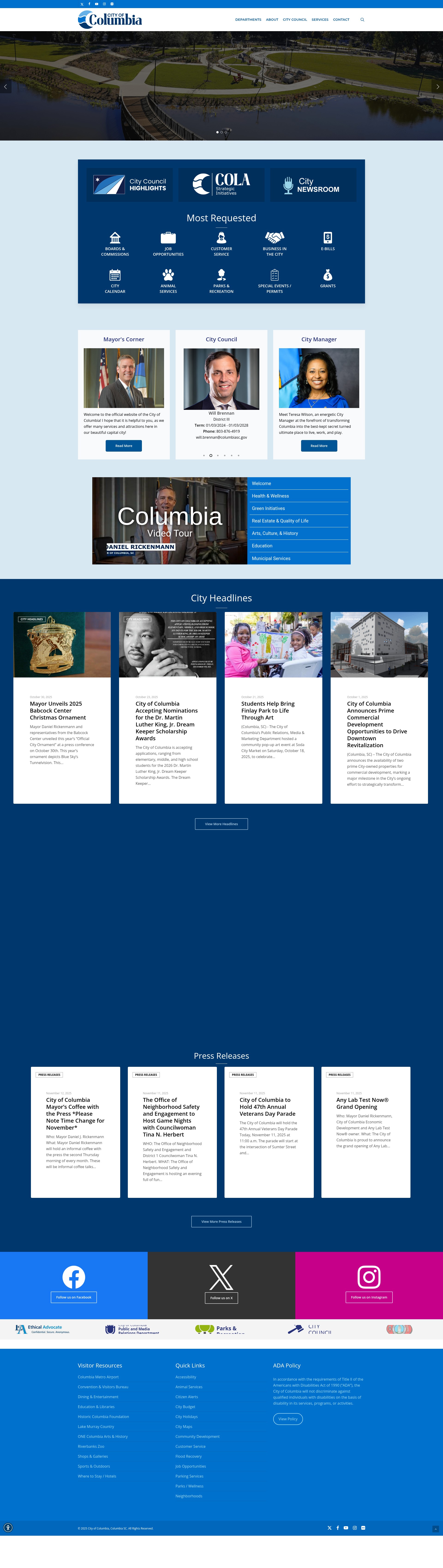 Screenshot of columbiasc.gov