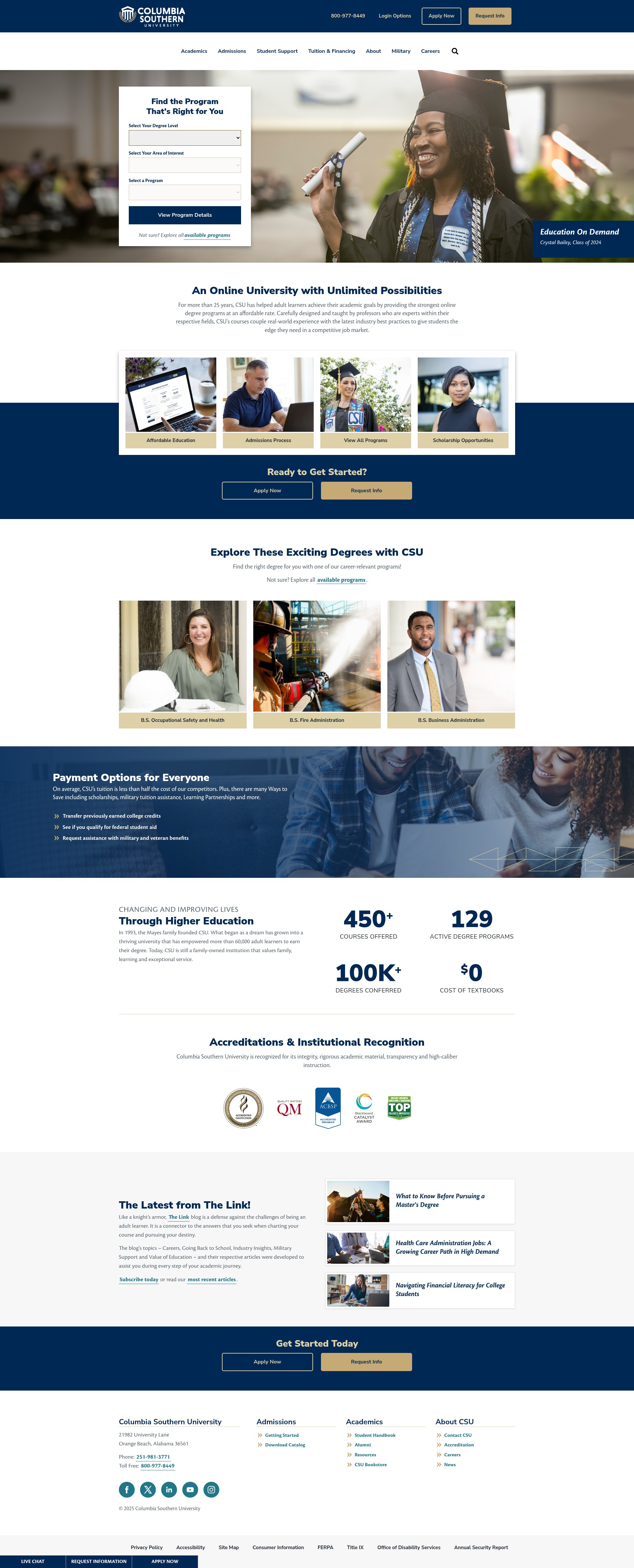 Screenshot of columbiasouthern.edu