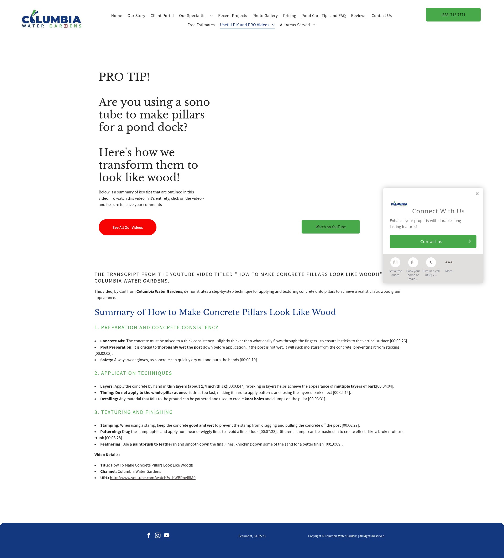 Screenshot of columbiawatergardens.com