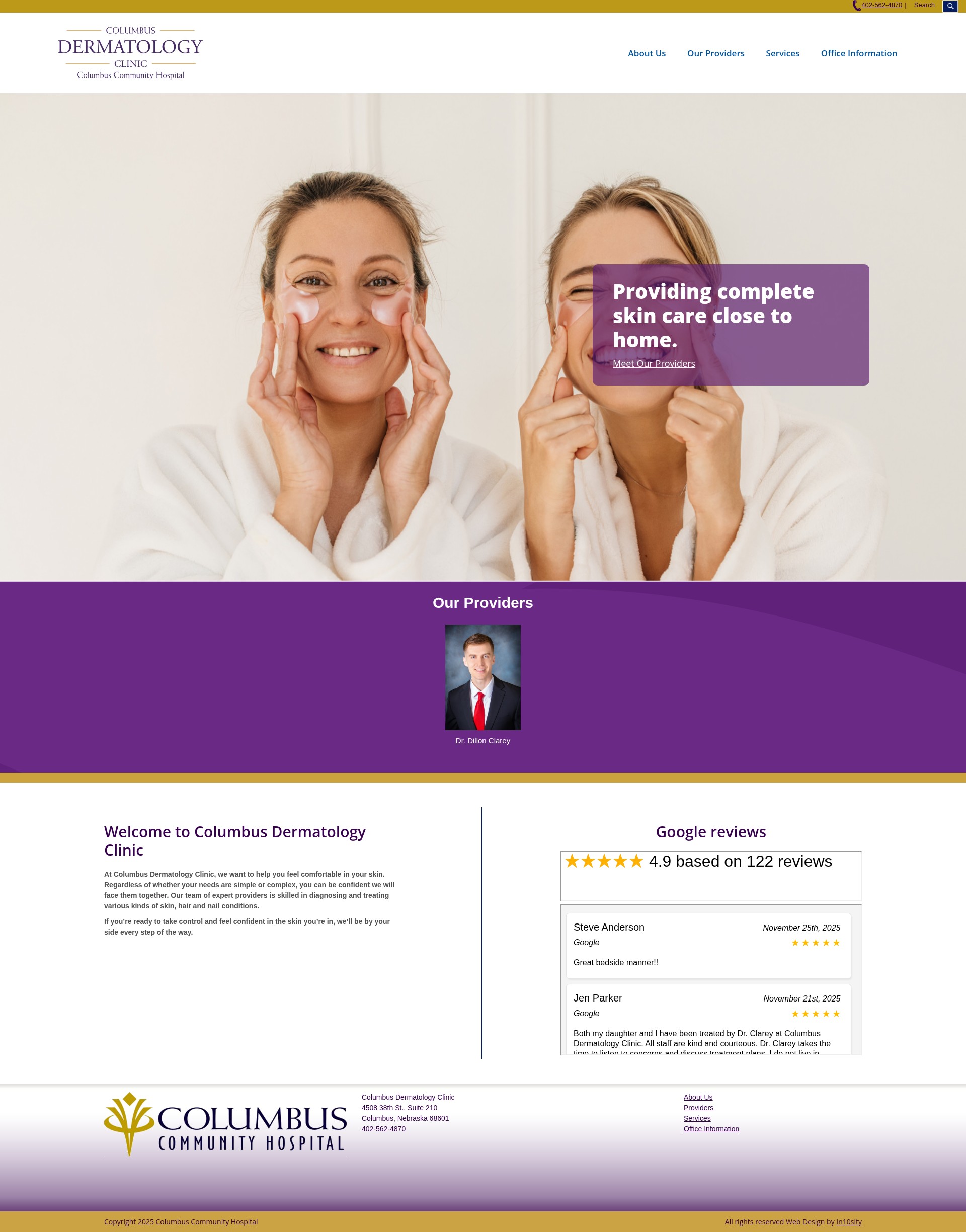 Screenshot of columbusdermatology.org