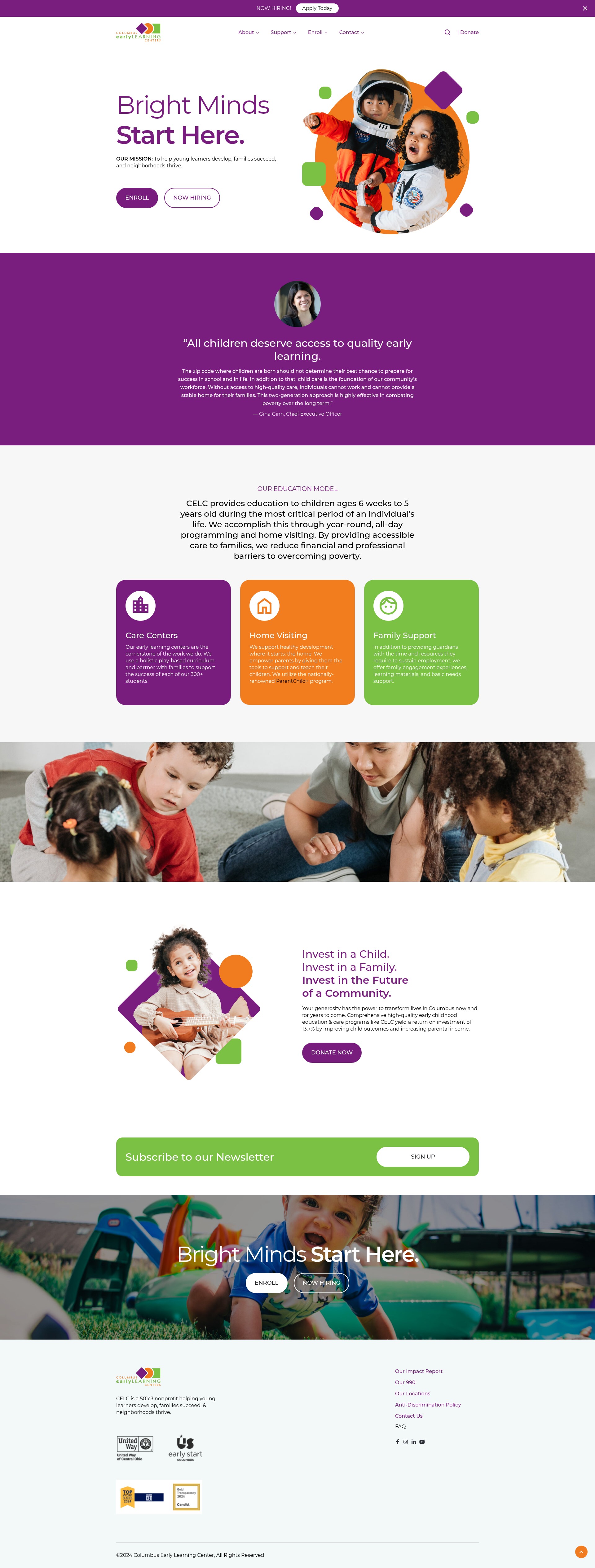 Screenshot of columbusearlylearning.org
