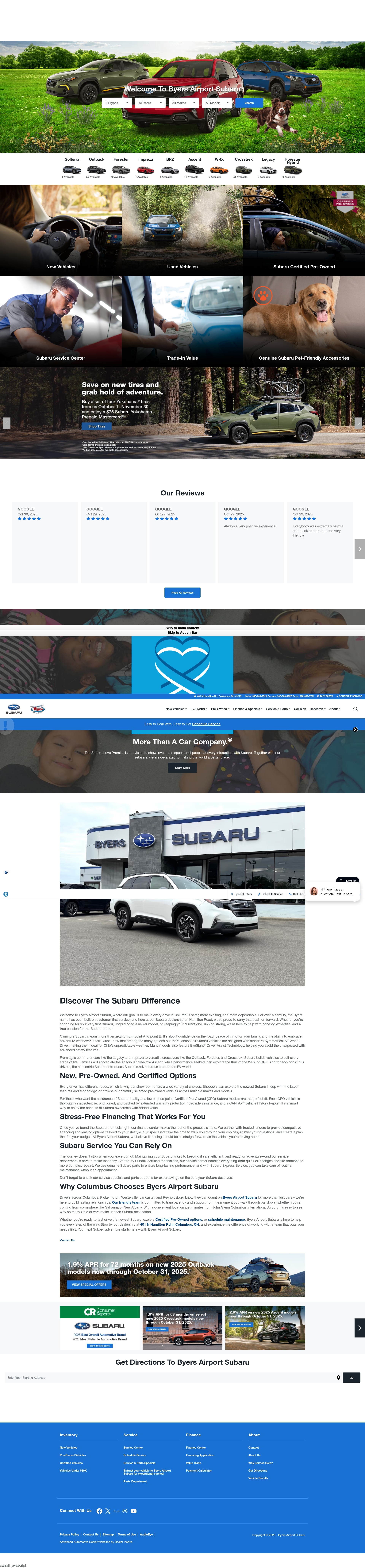 Screenshot of columbussubaru.com