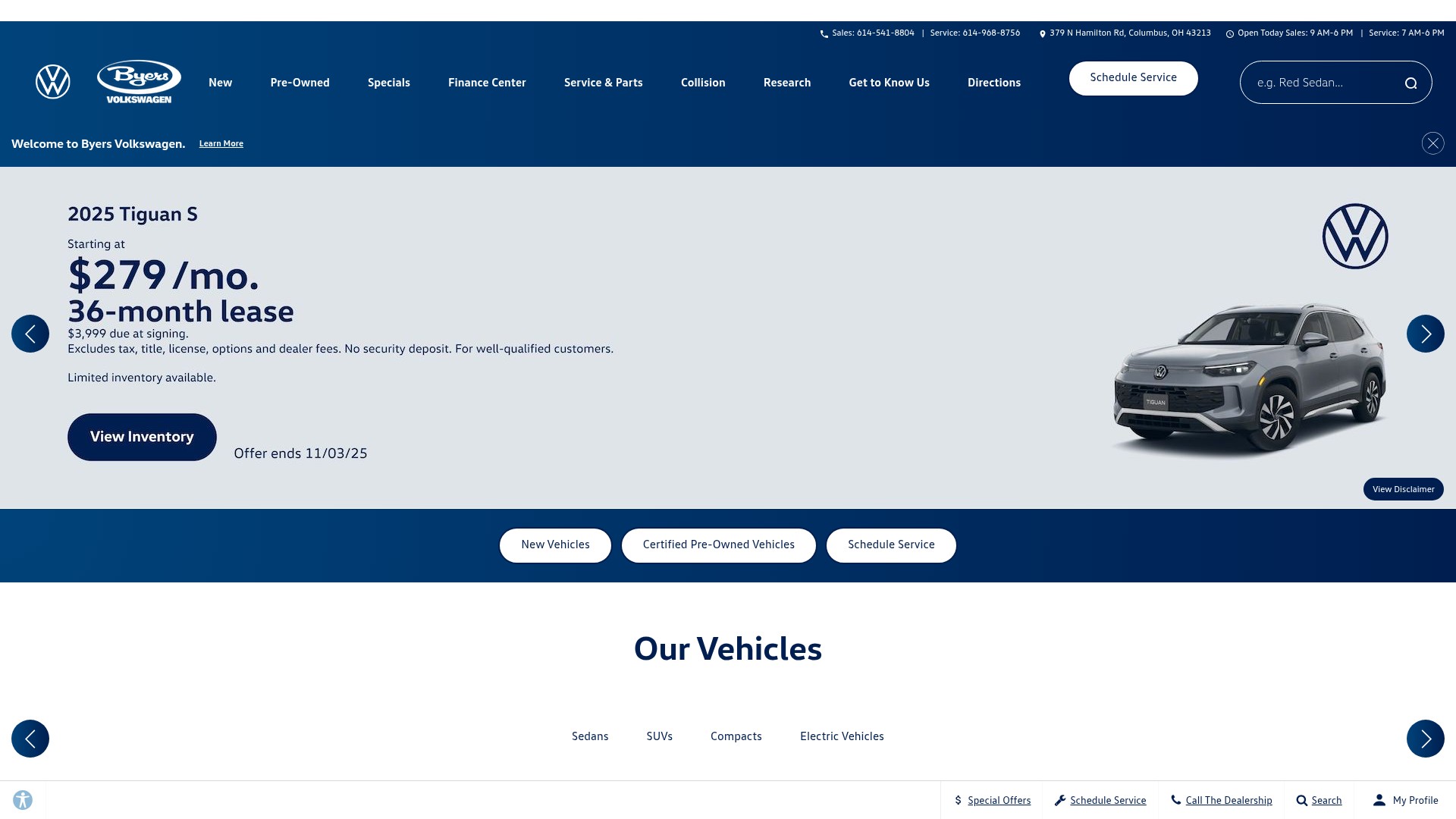 Screenshot of columbusvw.com