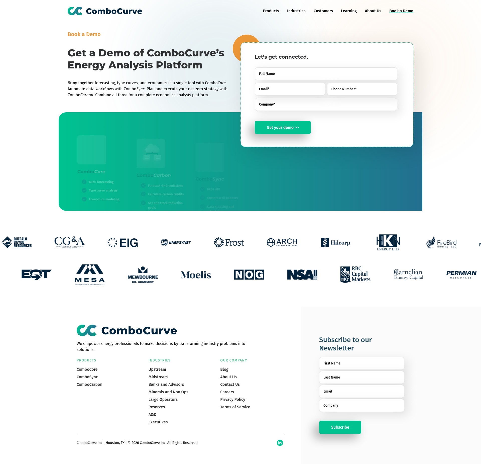 Screenshot of combocurve.com