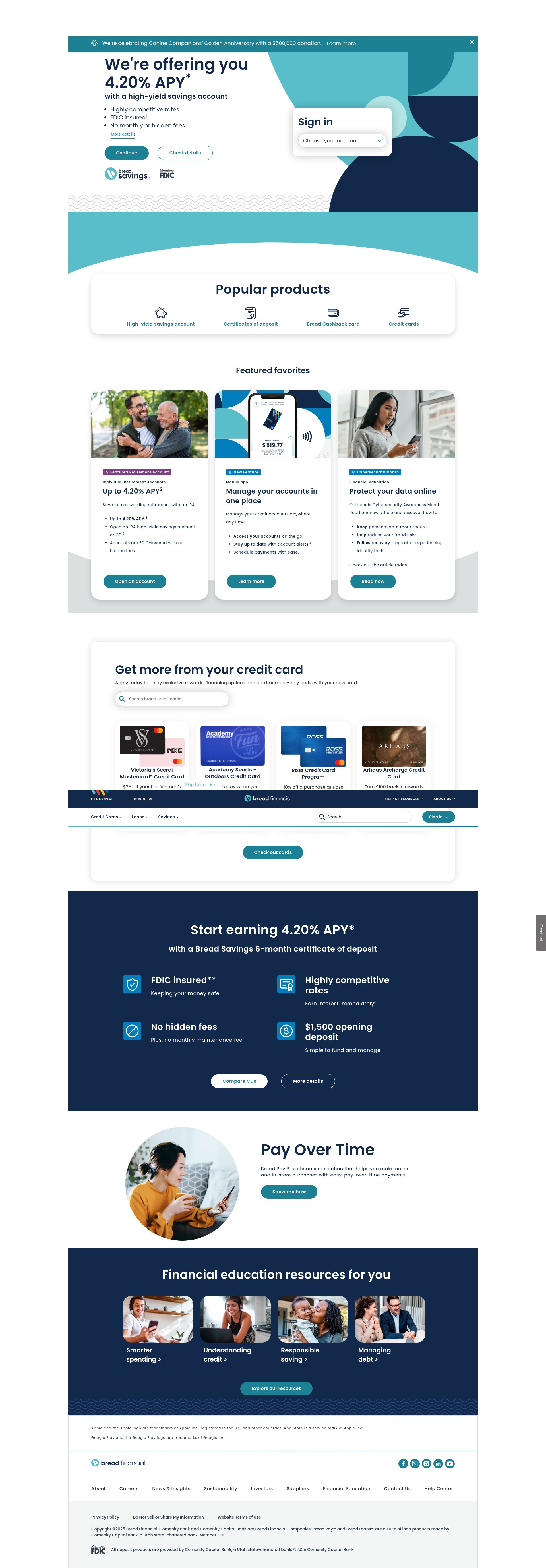Screenshot of comenity.com