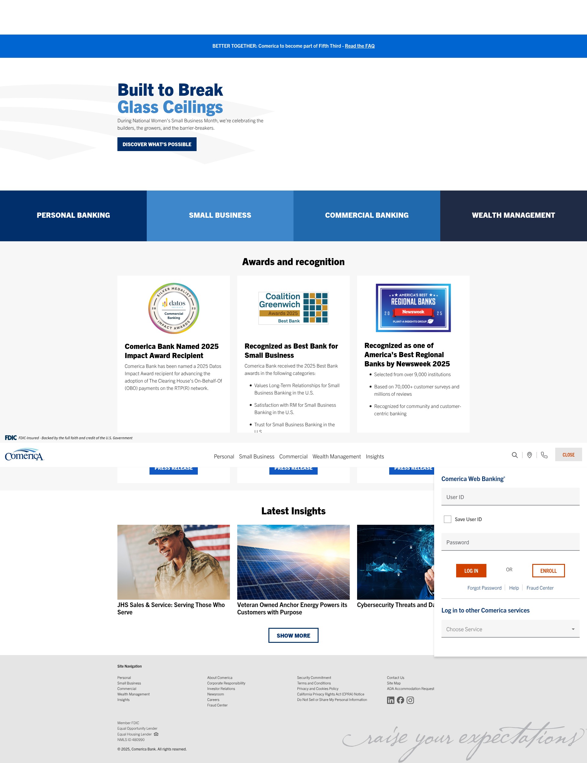 Screenshot of comerica.com