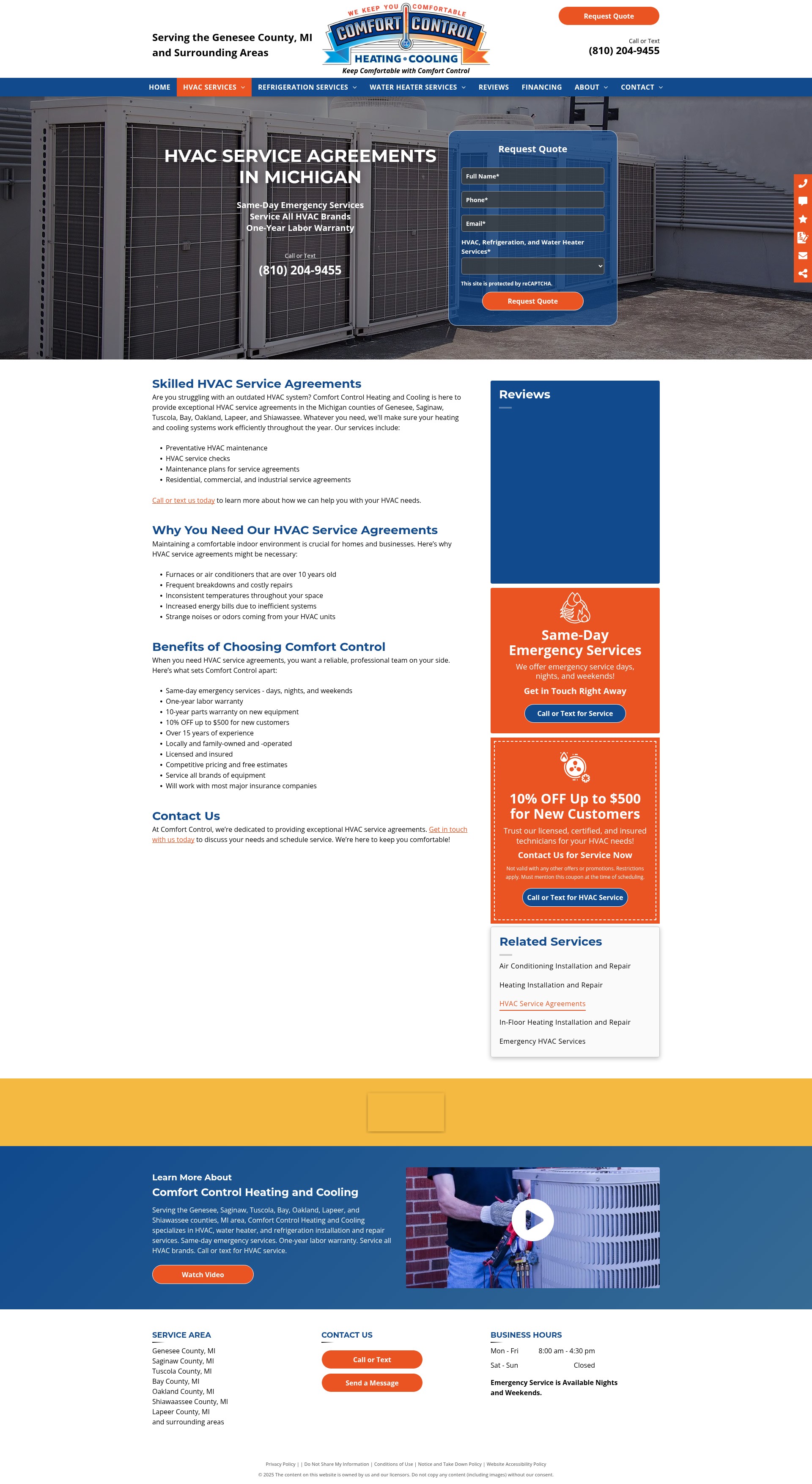 Screenshot of comfortcontrolmi.com