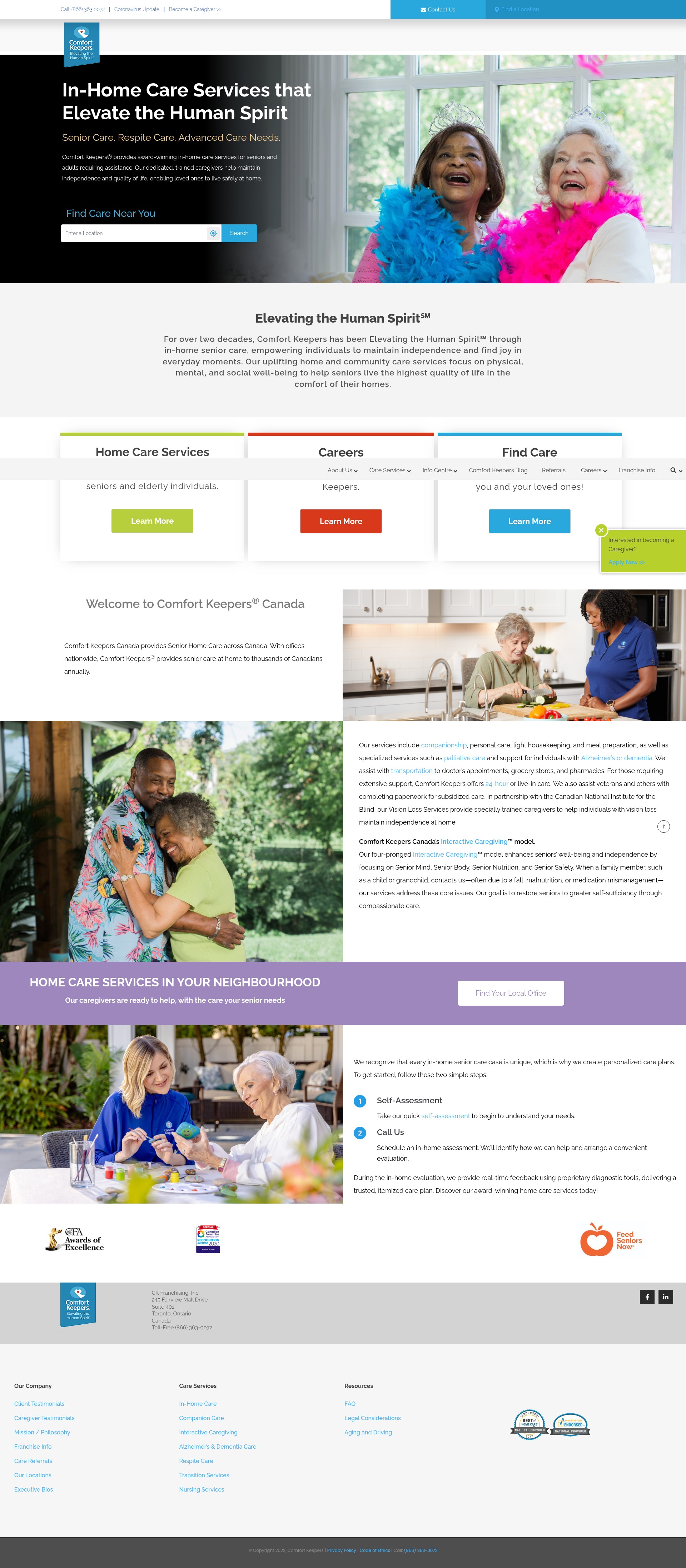 Screenshot of comfortkeepers.ca
