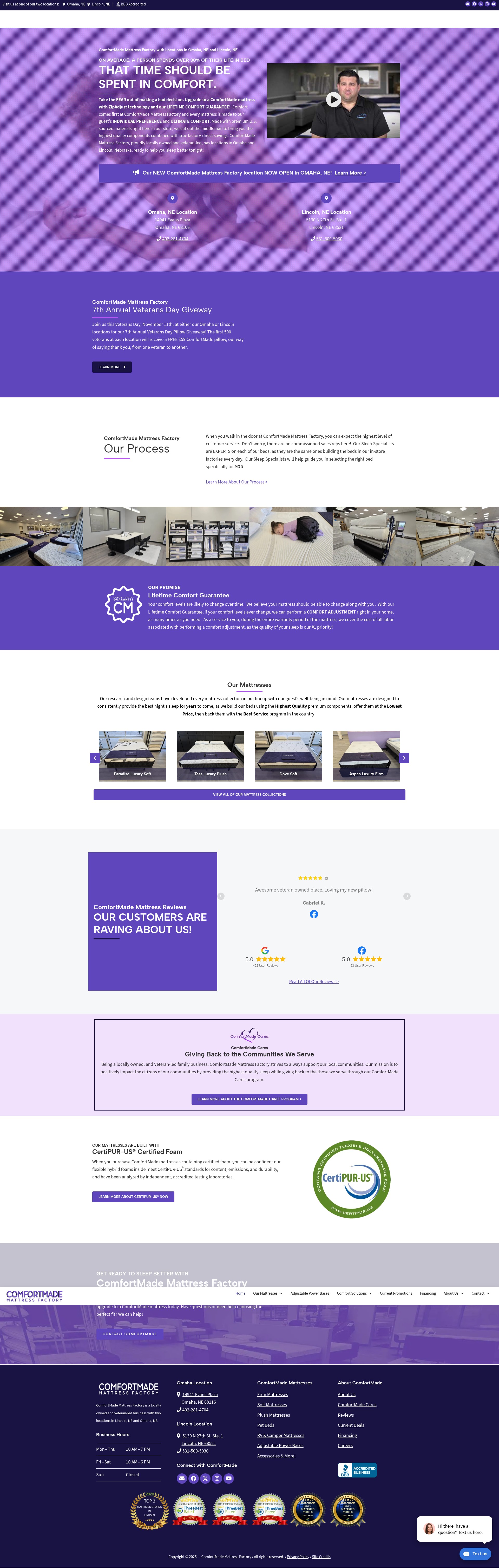 Screenshot of comfortmadebeds.com