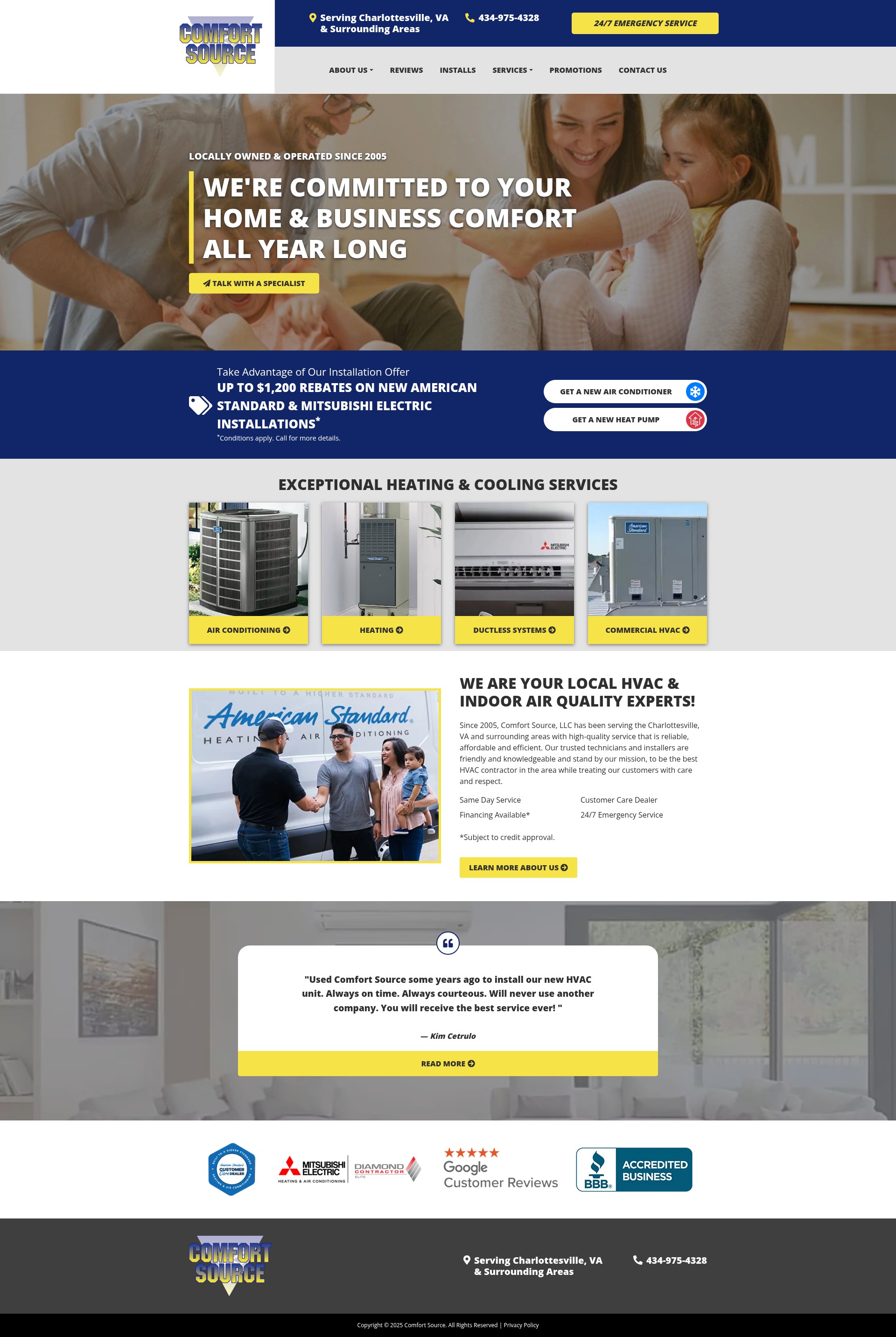 Screenshot of comfortsourcehvac.com