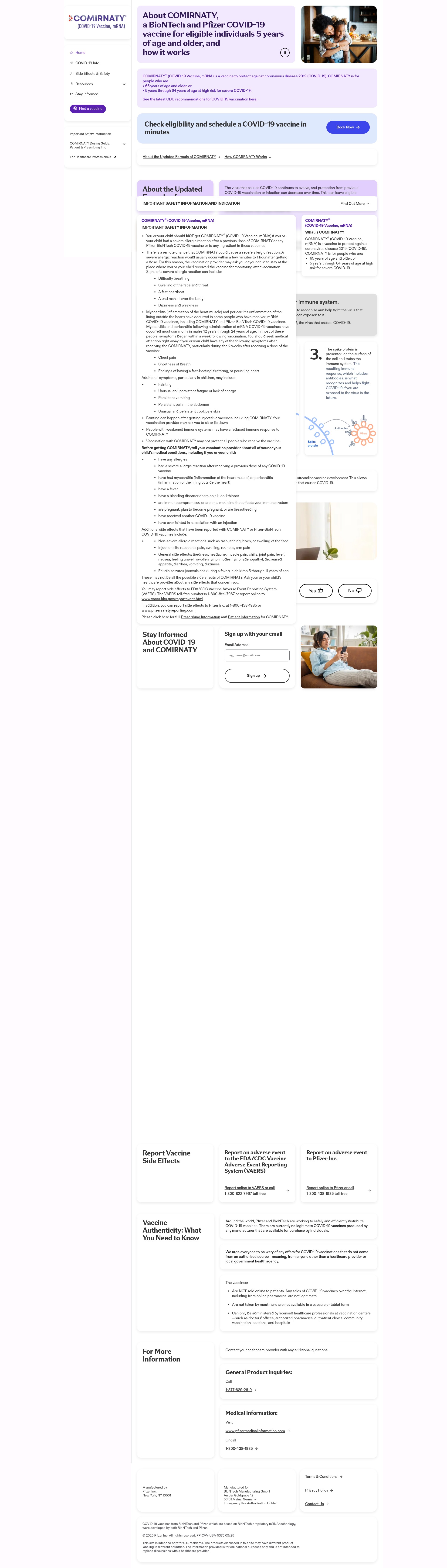 Screenshot of comirnaty.com