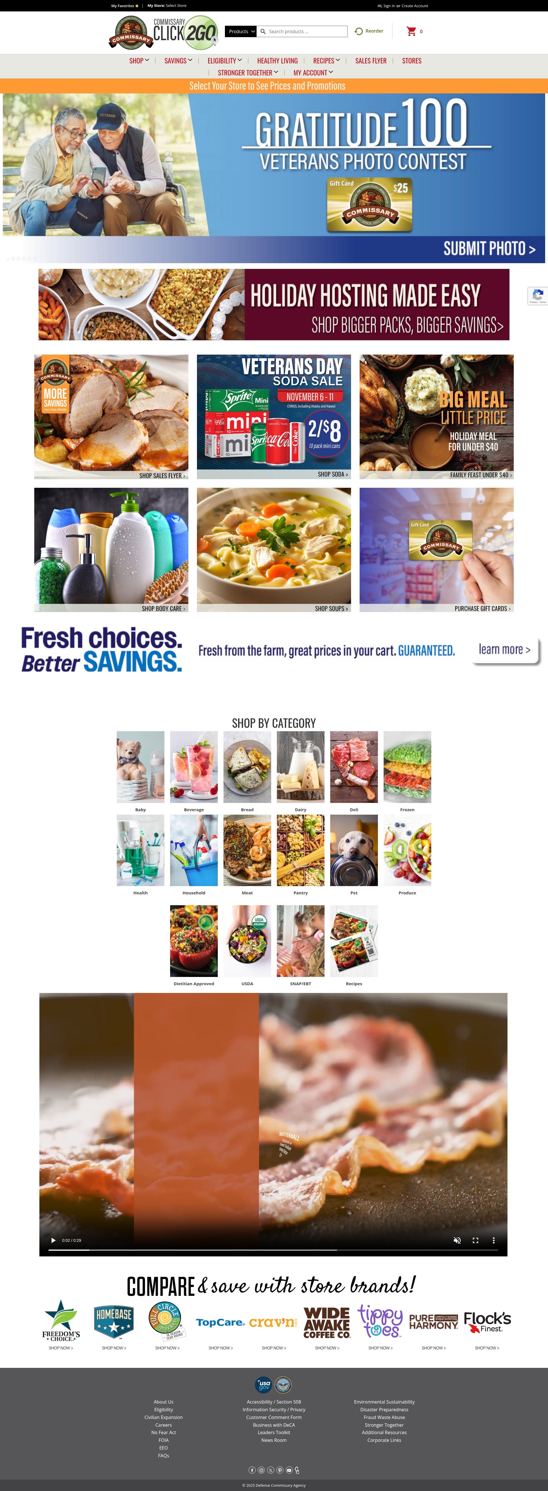 Screenshot of commissaries.com