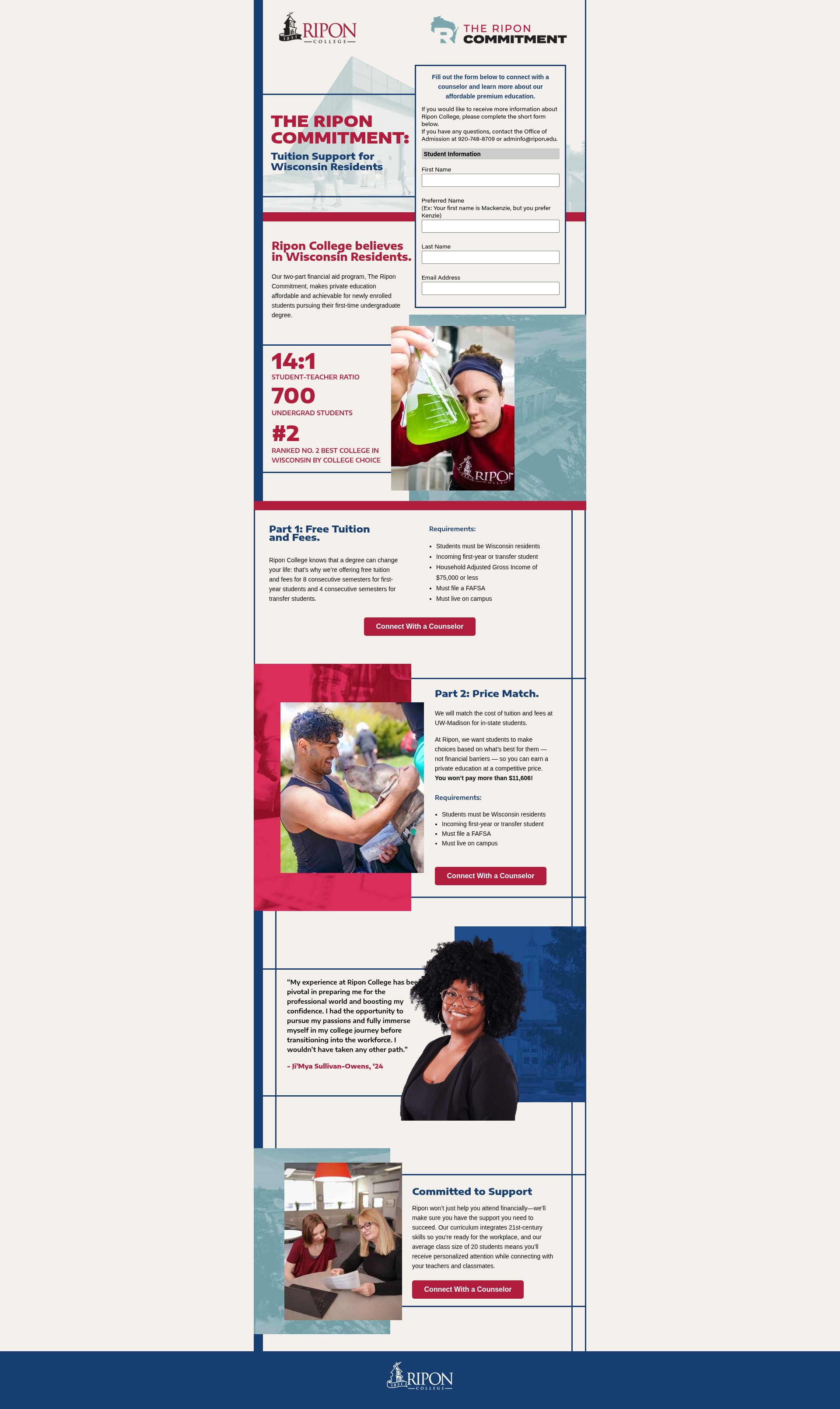 Screenshot of commitment.ripon.edu