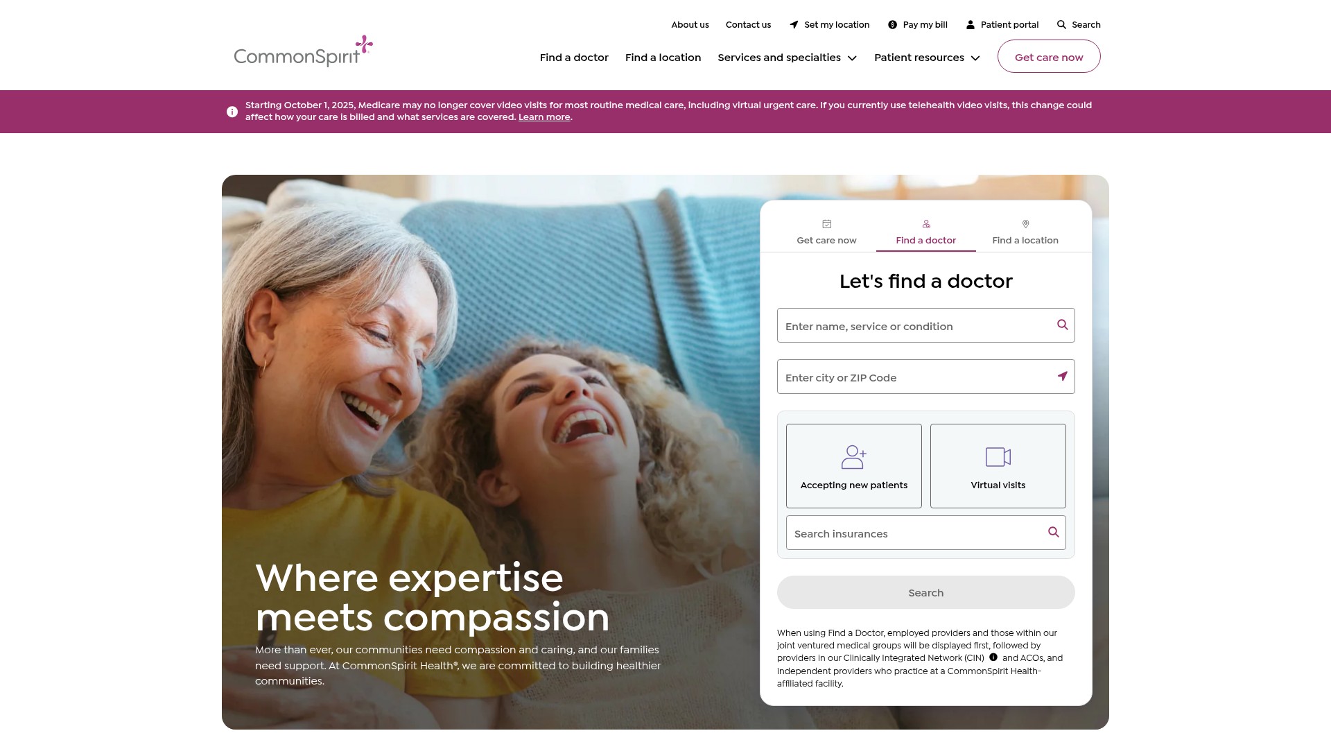 Screenshot of commonspirit.org