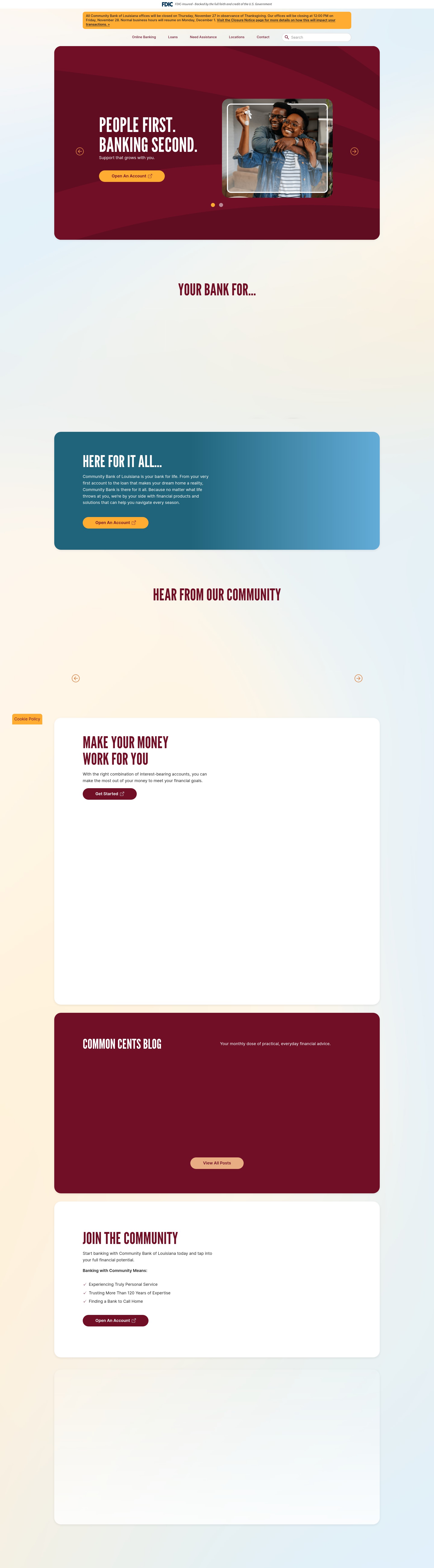 Screenshot of communitybankofla.bank