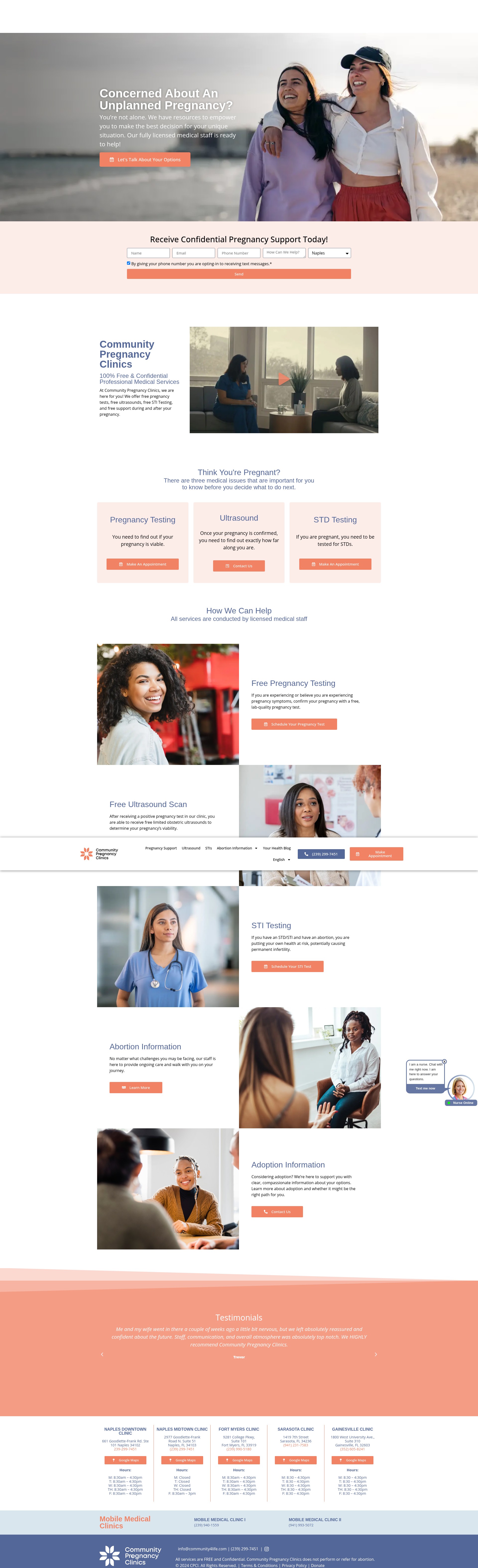 Screenshot of communitypregnancyclinic.com