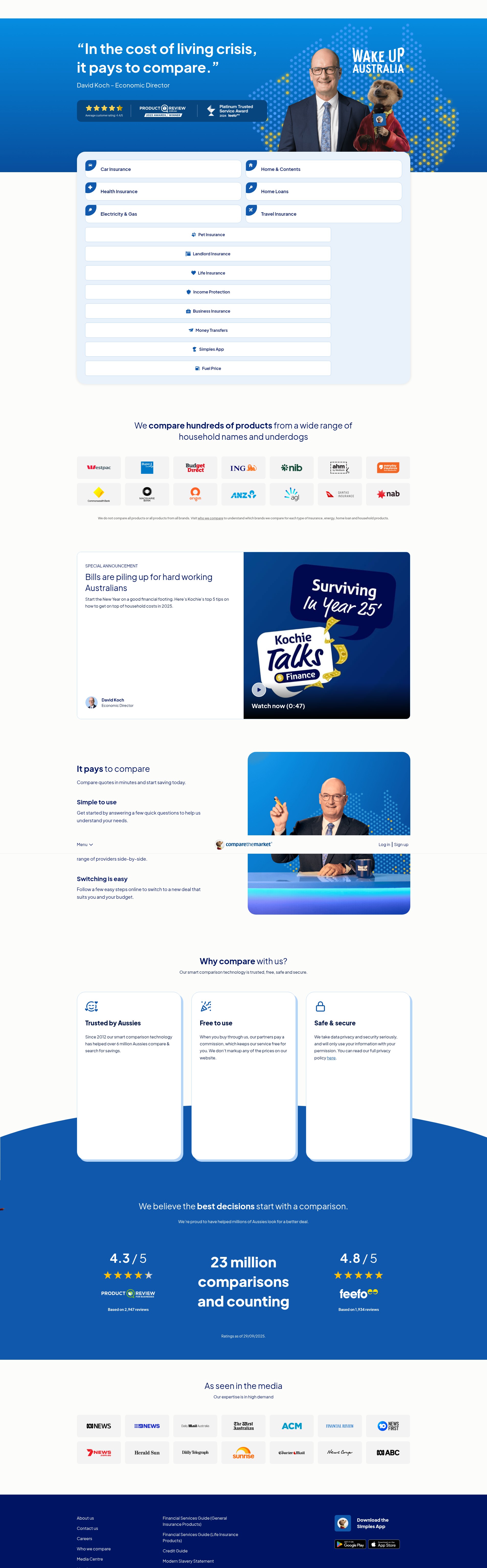 Screenshot of comparethemarket.com.au