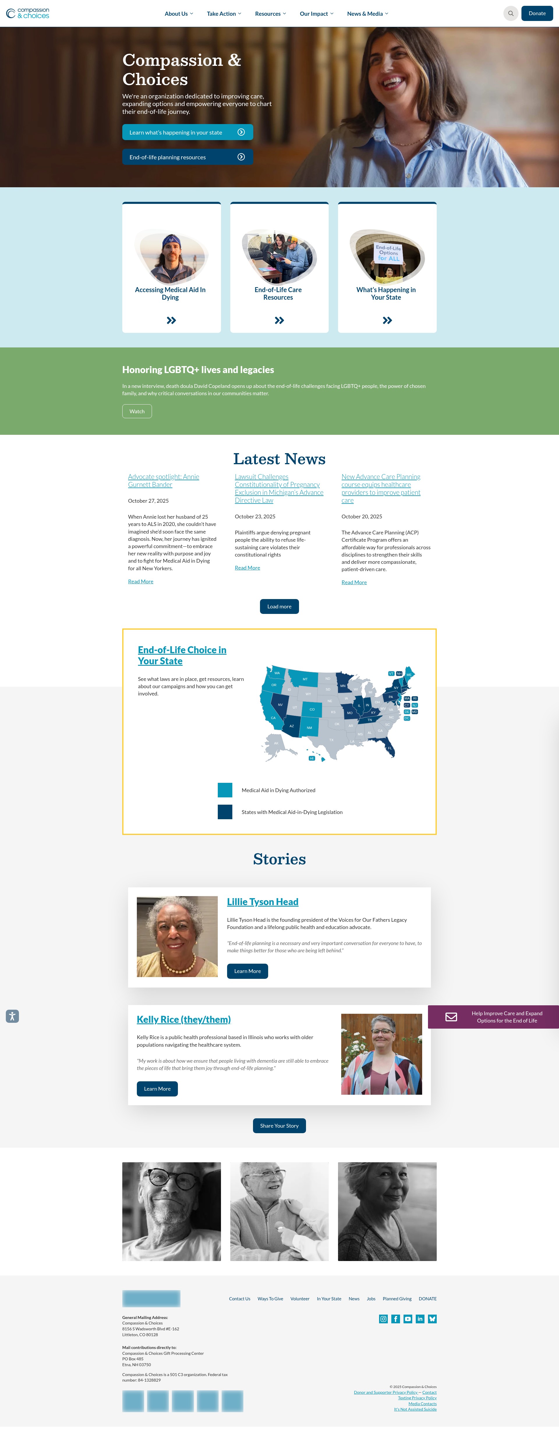 Screenshot of compassionandchoices.org
