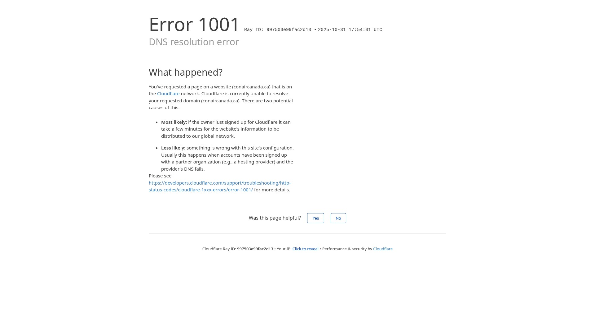 Screenshot of conaircanada.ca
