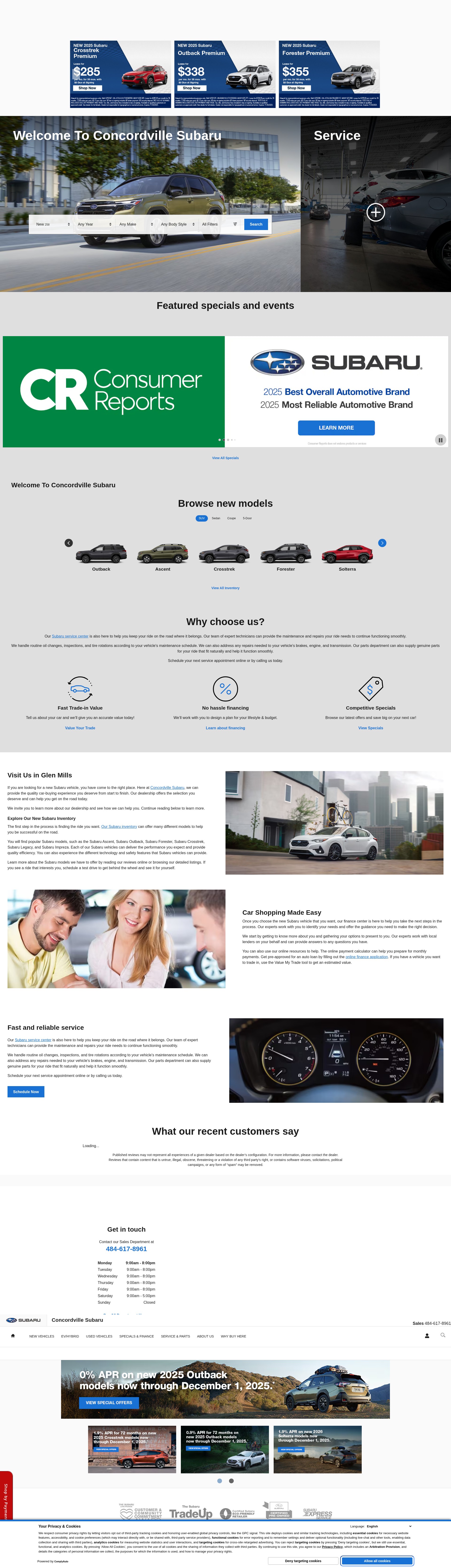 Screenshot of concordvillesubaru.com