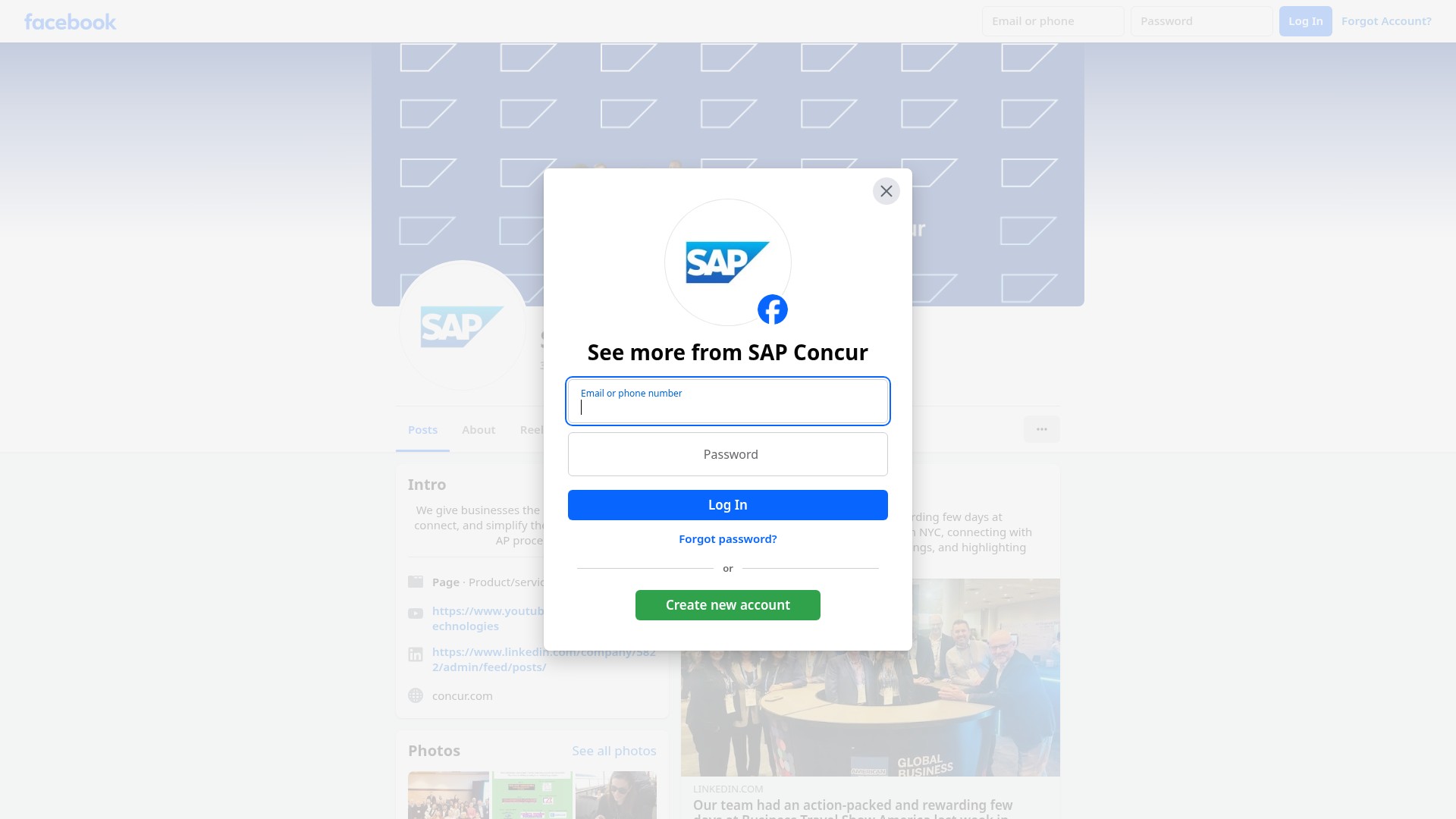 Screenshot of concur.co.uk